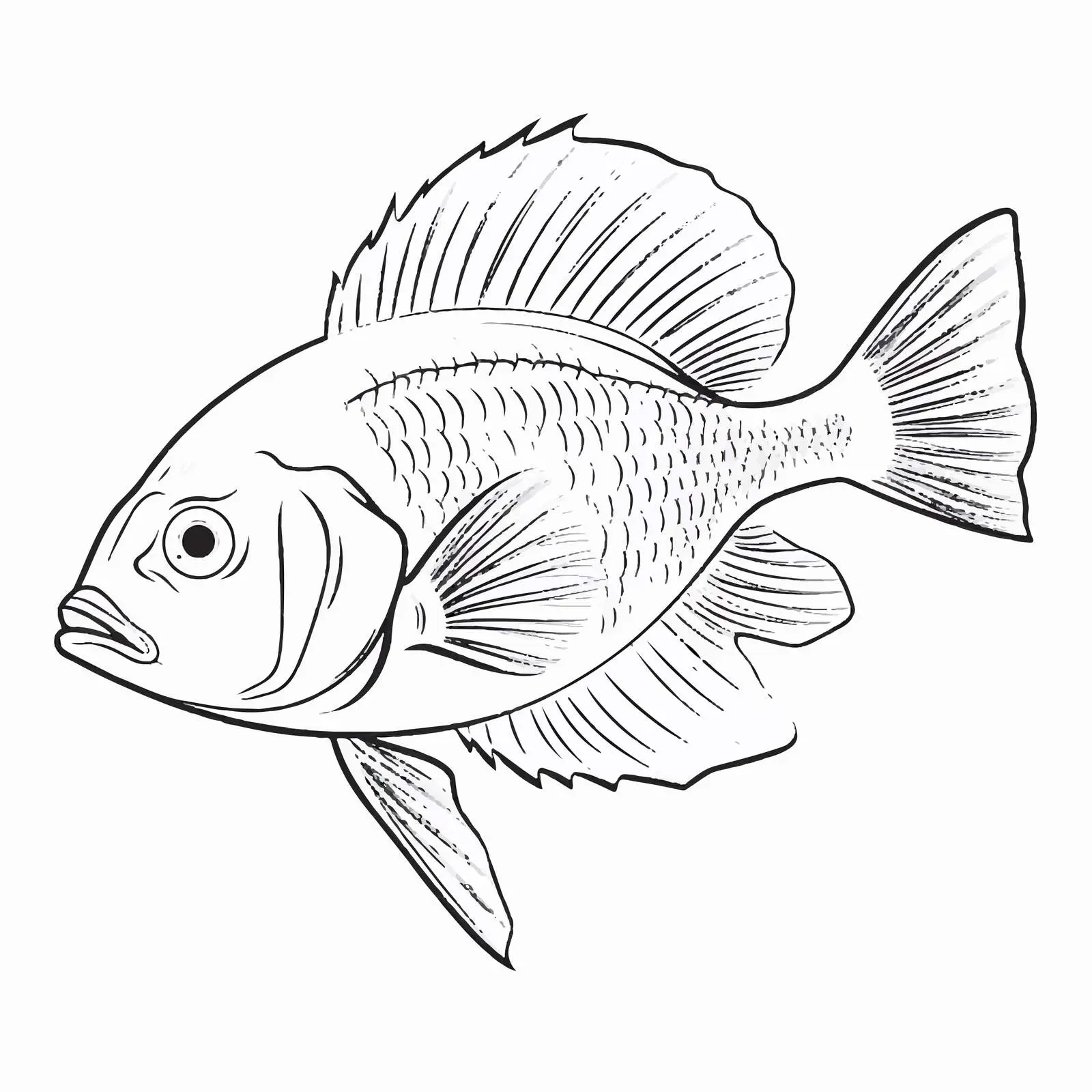 Fish Outline Vector Illustration on White Background — free download from Dotvec