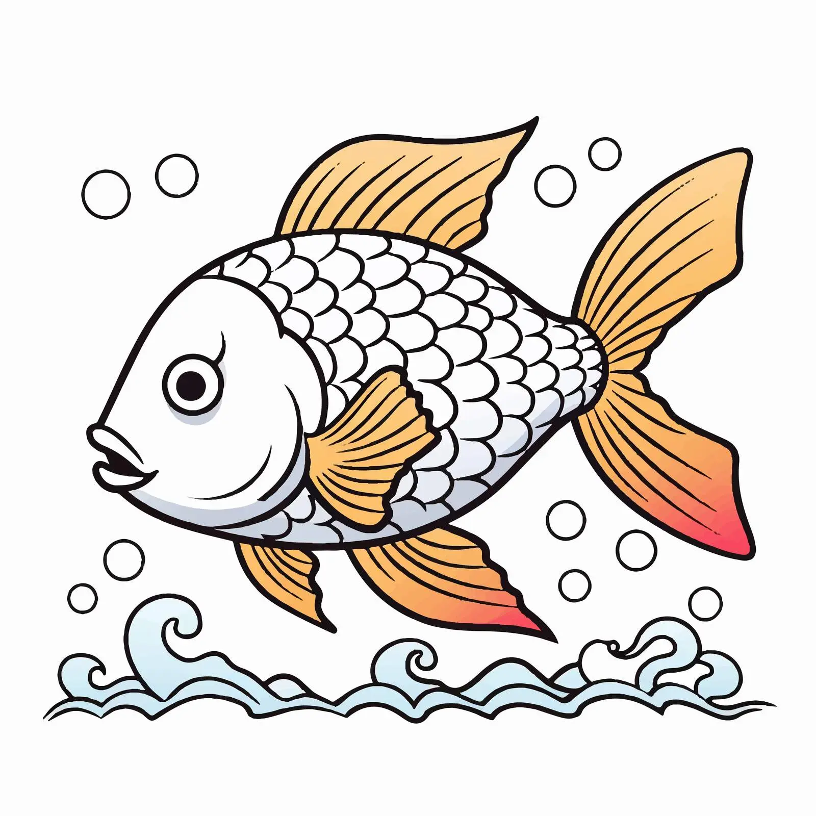 Doodle Cartoon Fish Swimming in Water — free download from Dotvec