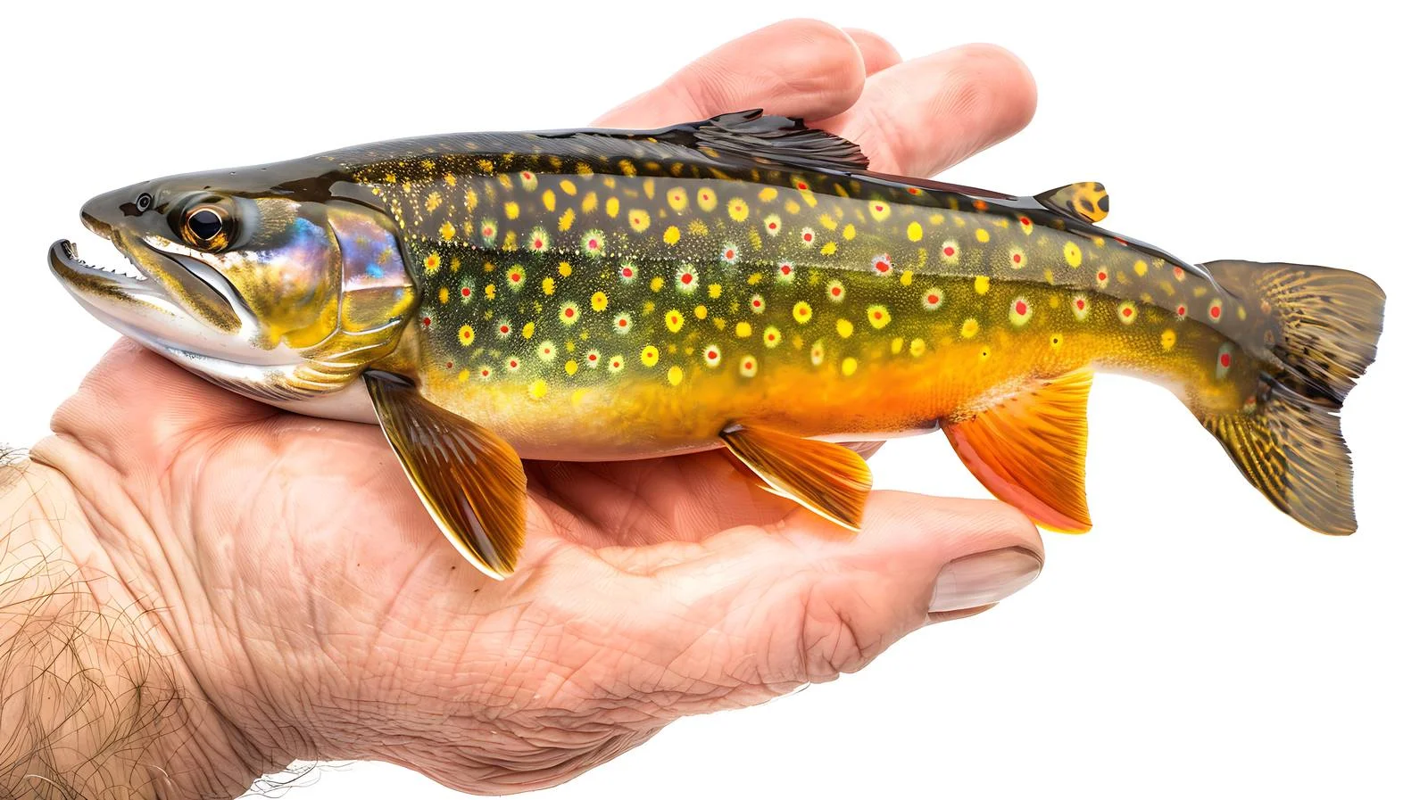 Angler showcasing beautiful brook trout catch — free download from Dotvec