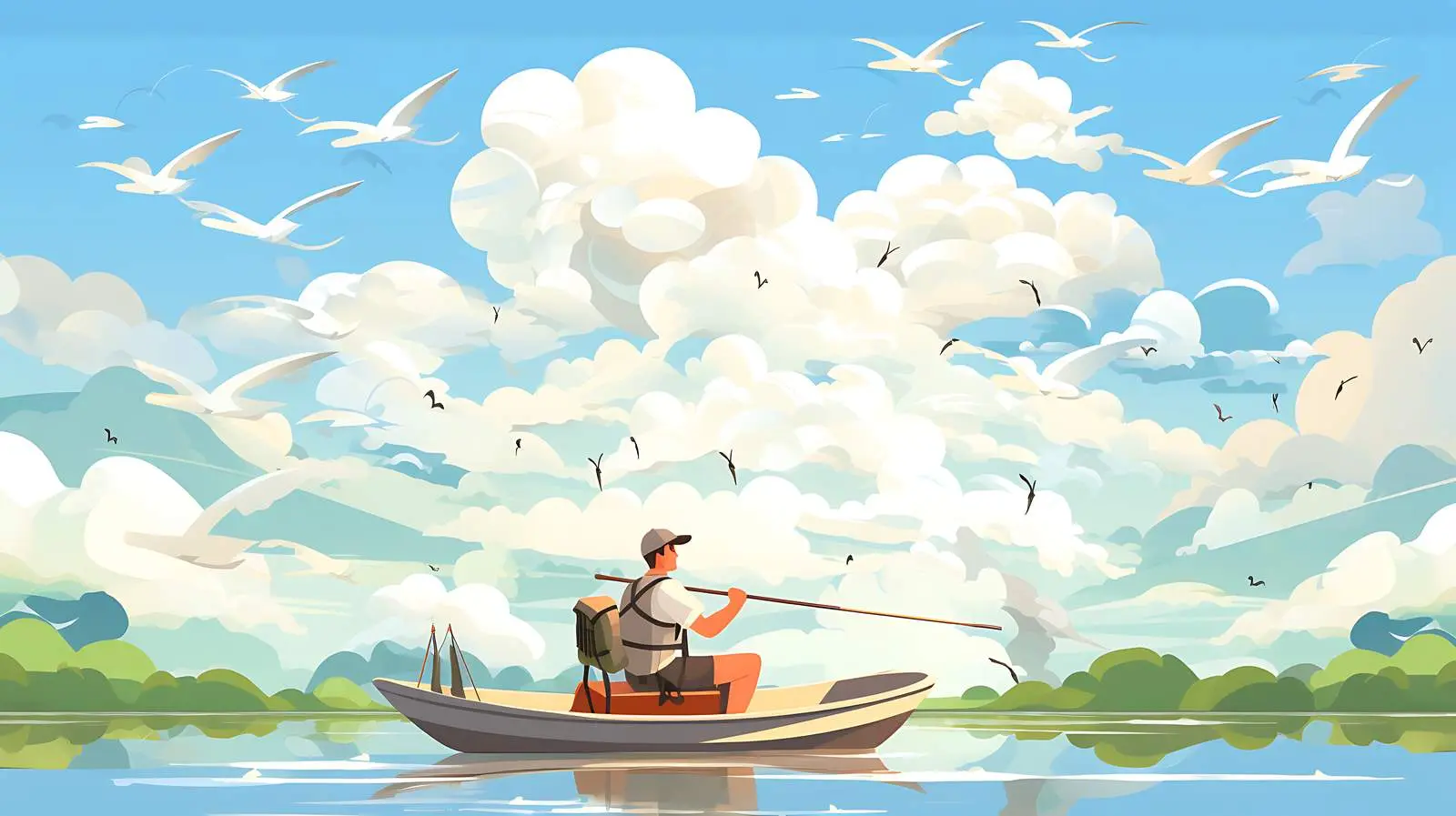 Riverside Fishing Scene — free download from Dotvec