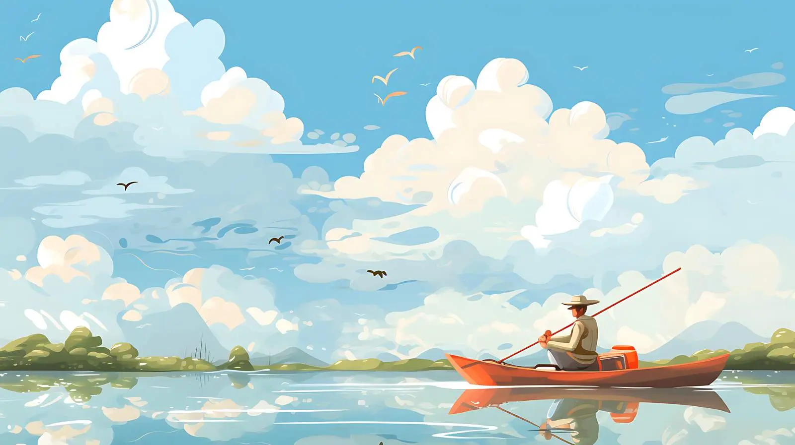 Serene River Fishing Scene — free download from Dotvec