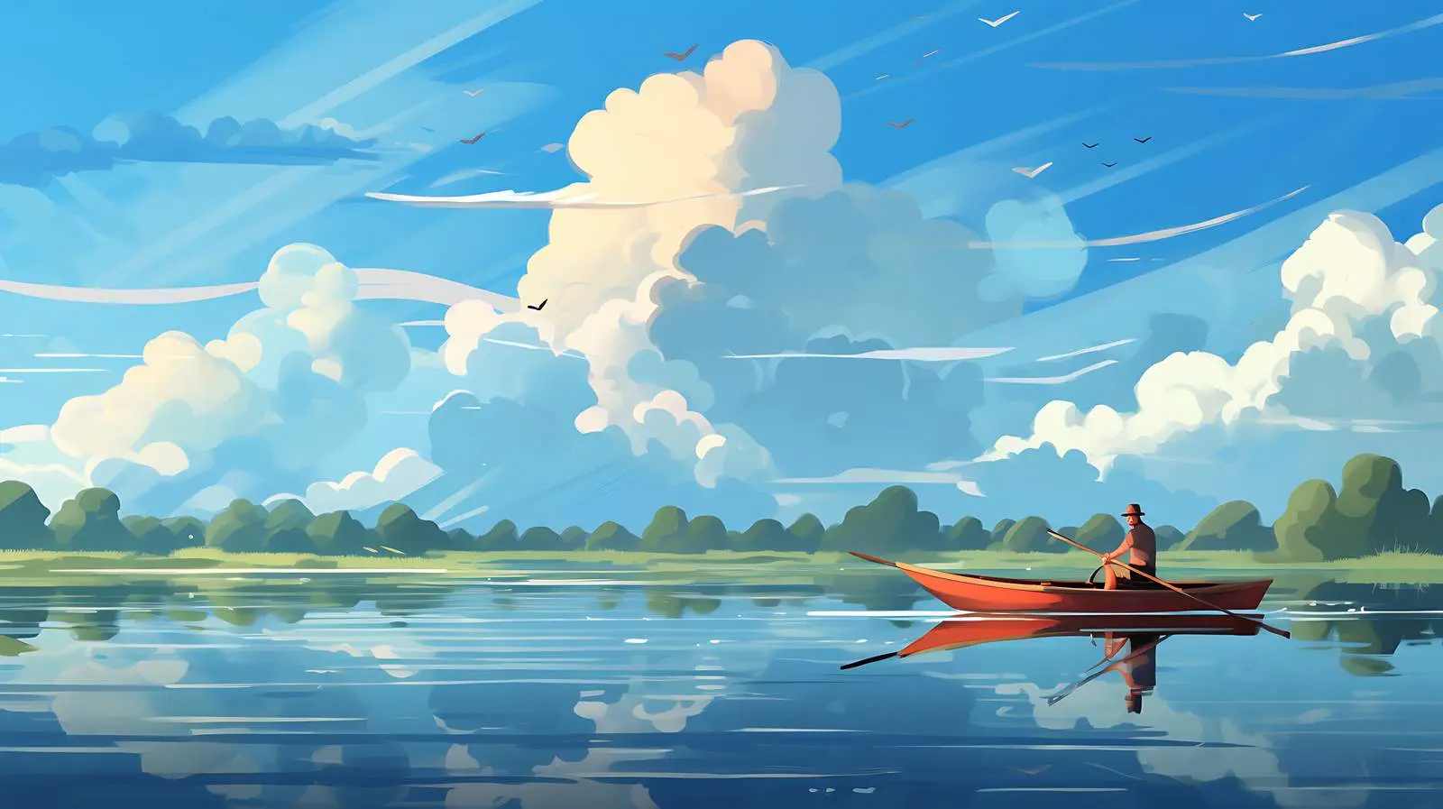 Fishing on River Illustration — free download from Dotvec