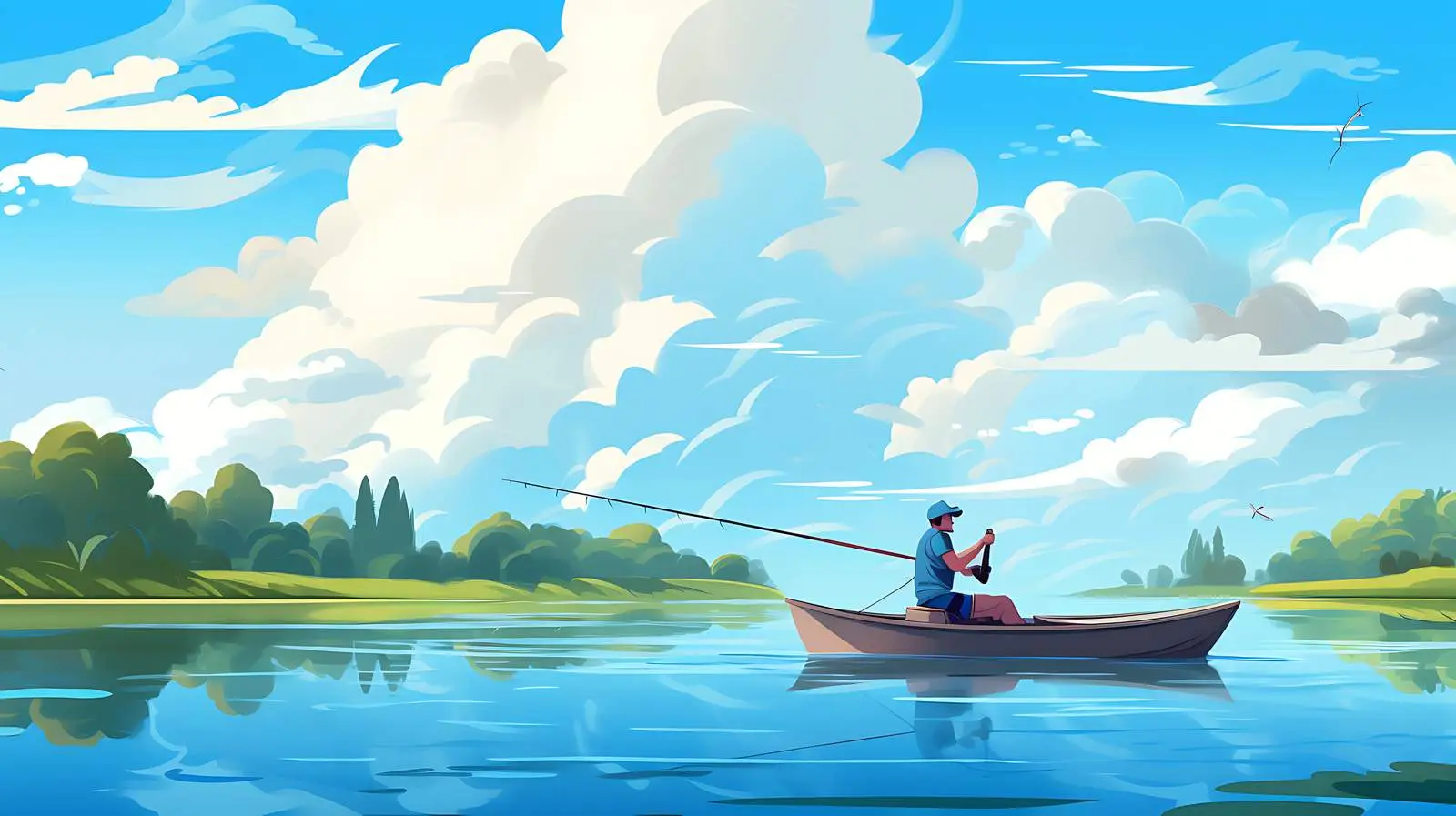 Serene Fishing Scene Illustration — free download from Dotvec