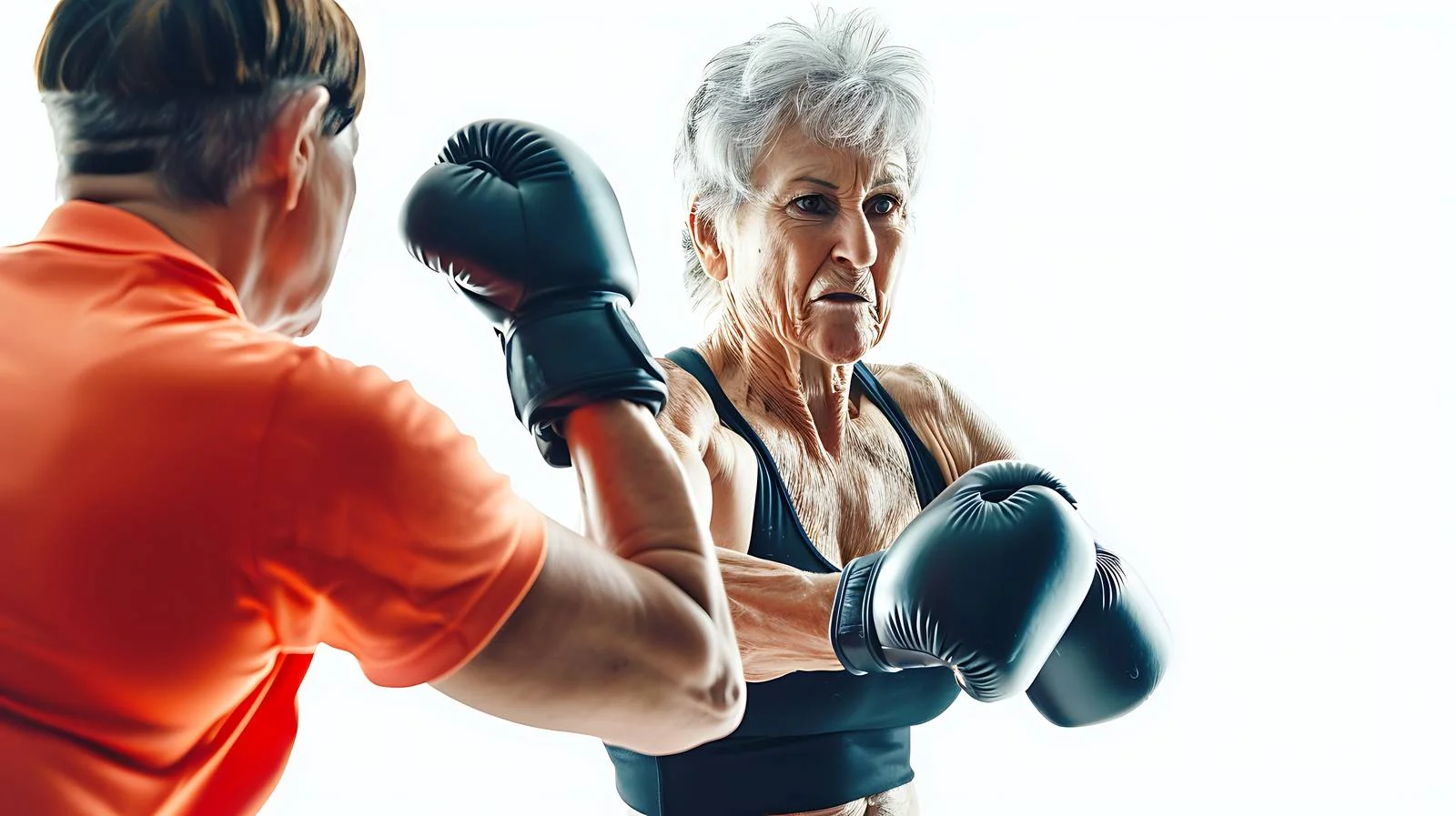 Senior Woman Boxing with Coach — free download from Dotvec