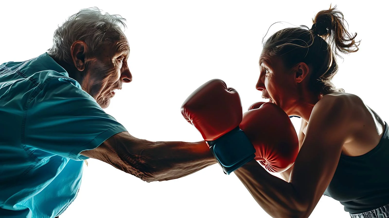 Senior Woman Boxing with Coach — free download from Dotvec
