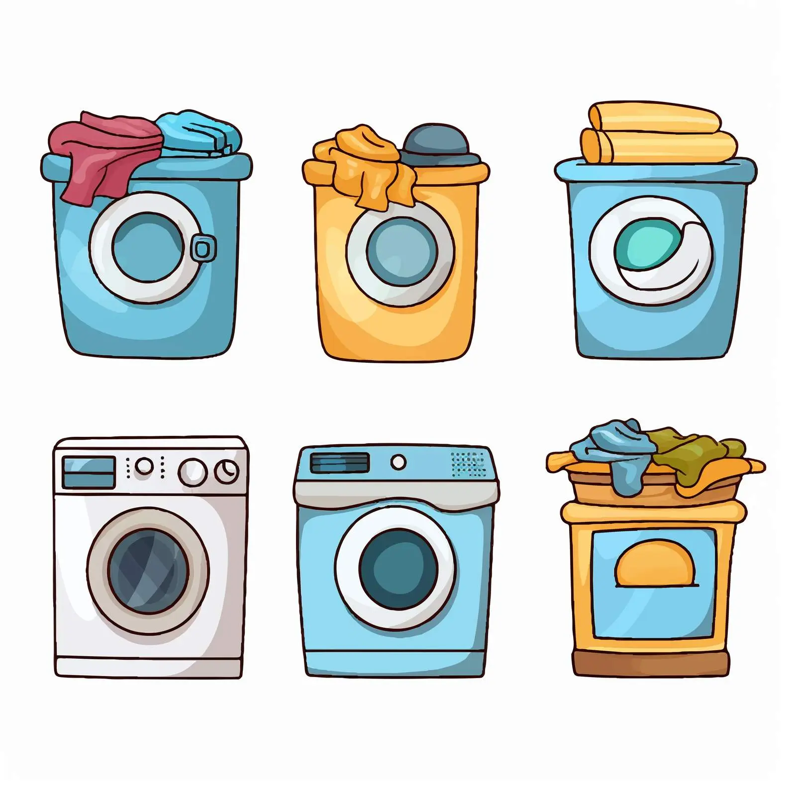 Five Laundry Designs with Icons Vector Illustration — free download from Dotvec