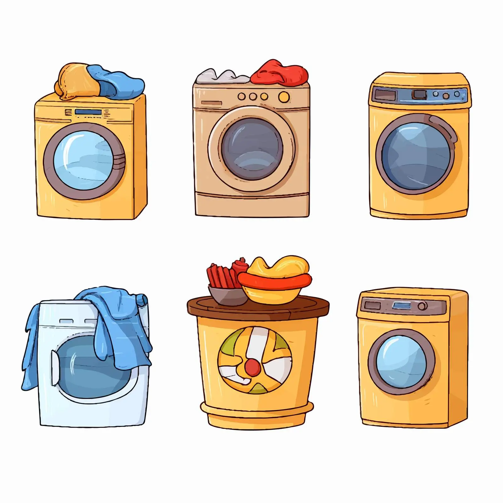 Five Laundry Design Vectors with Icons — free download from Dotvec