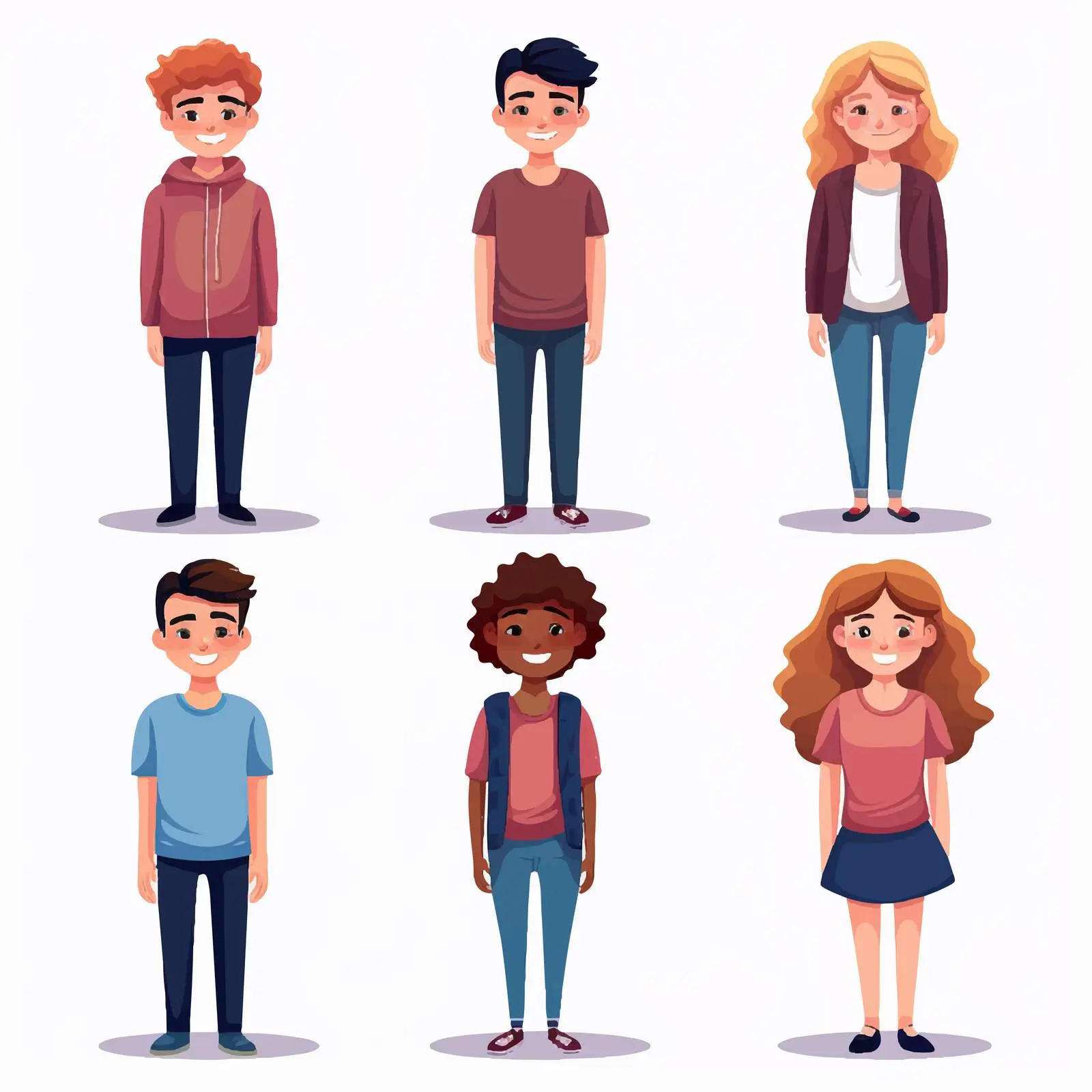 Five Young People Avatar Vector Designs – free unique characters image from Dotvec