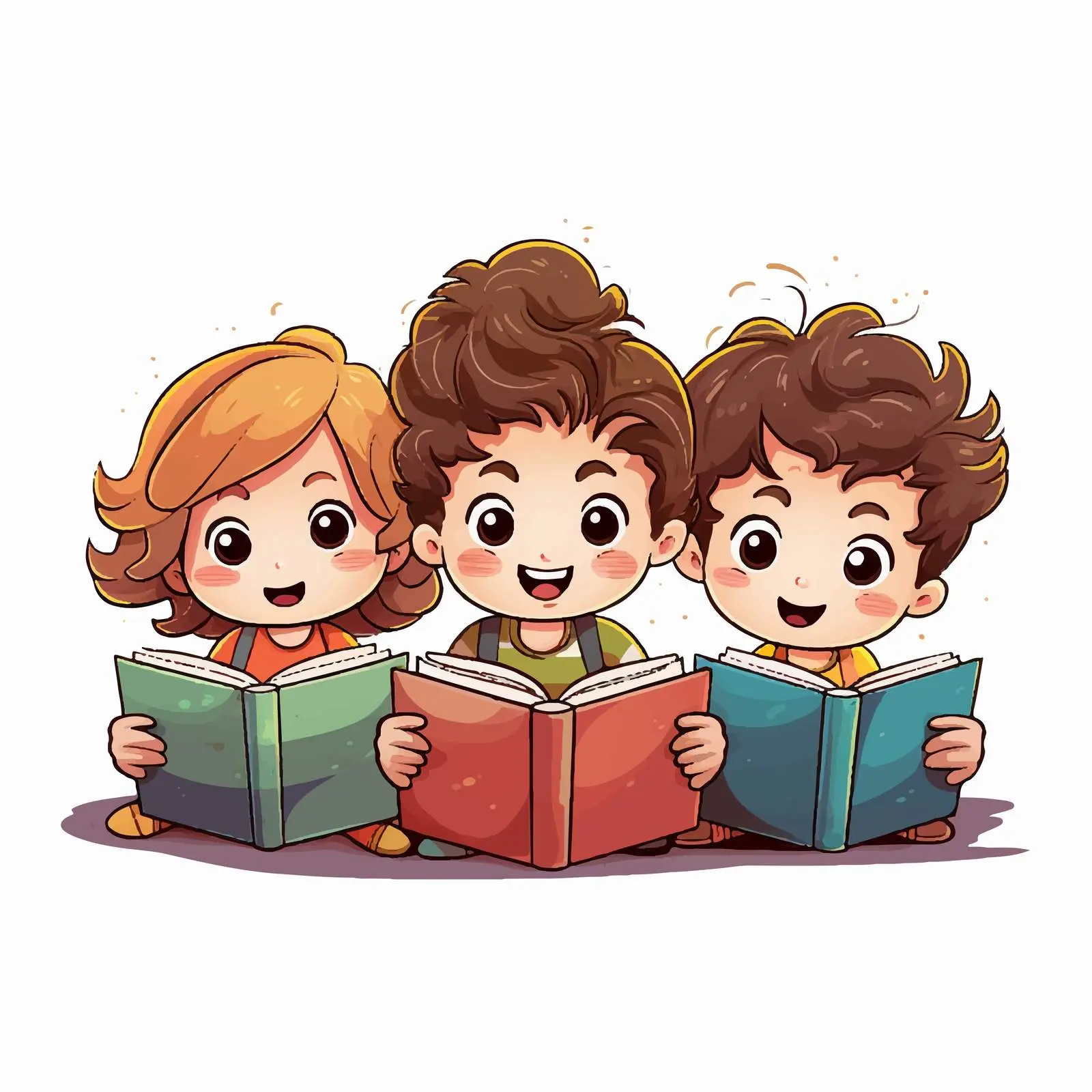 Five Kids Enjoying Colorful Books Together — free download from Dotvec