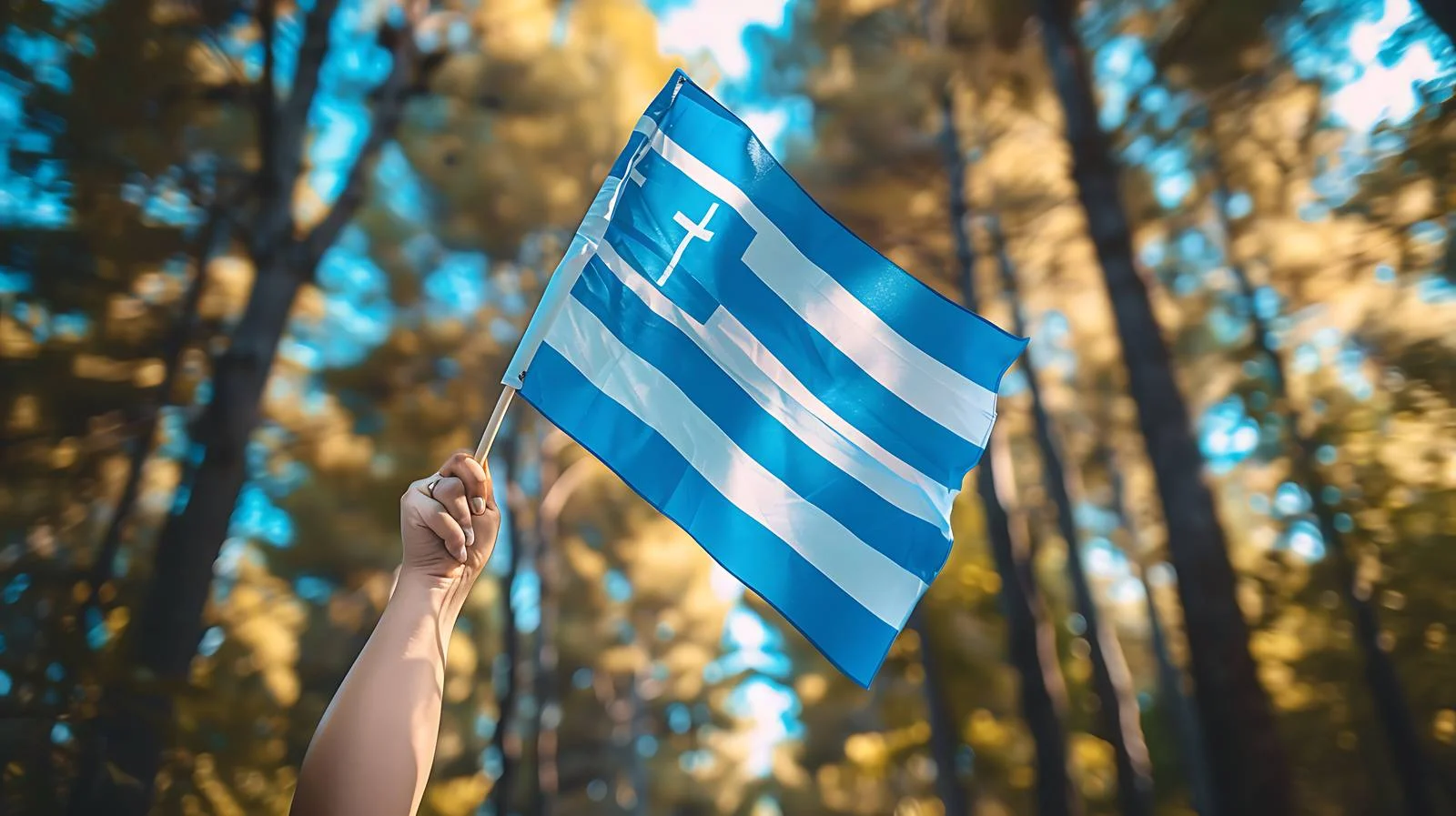 Patriotic Greece Flag Held Outdoors – free greece image from Dotvec