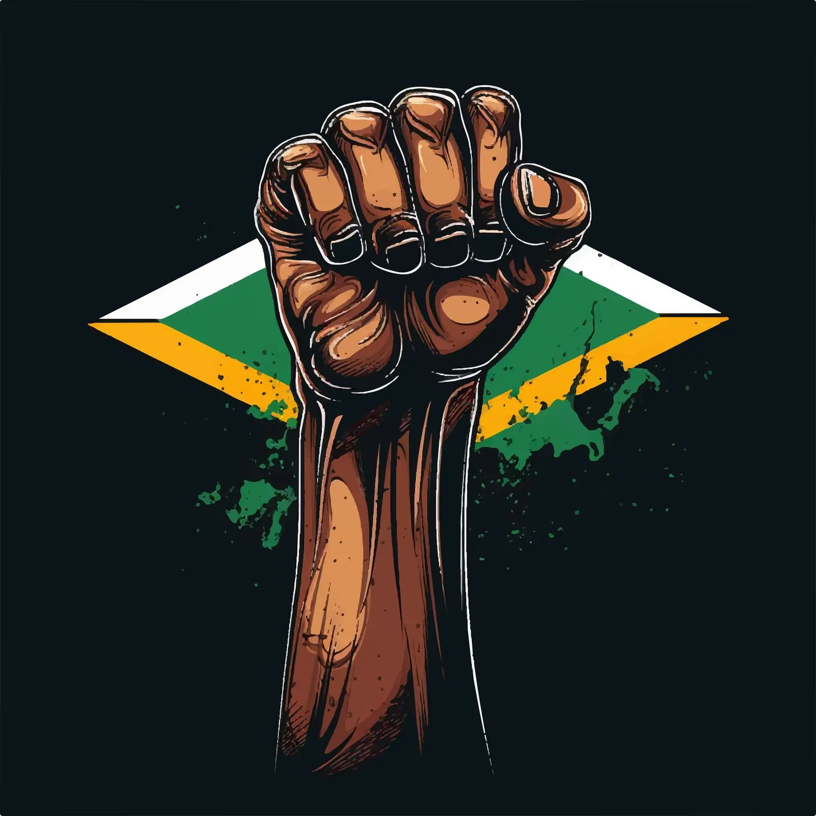South Africa Flag Hand Drawn Fist Art — free download from Dotvec
