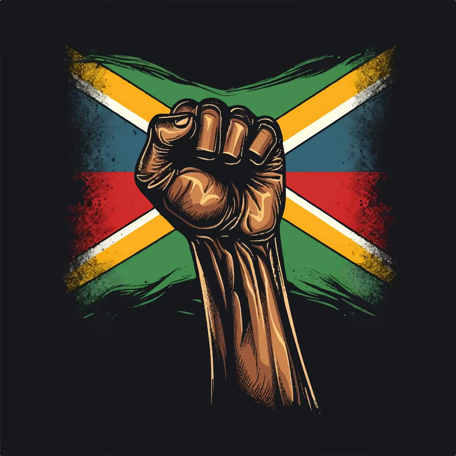 South Africa Flag Fist Powerful Unity Design – free strength image from Dotvec