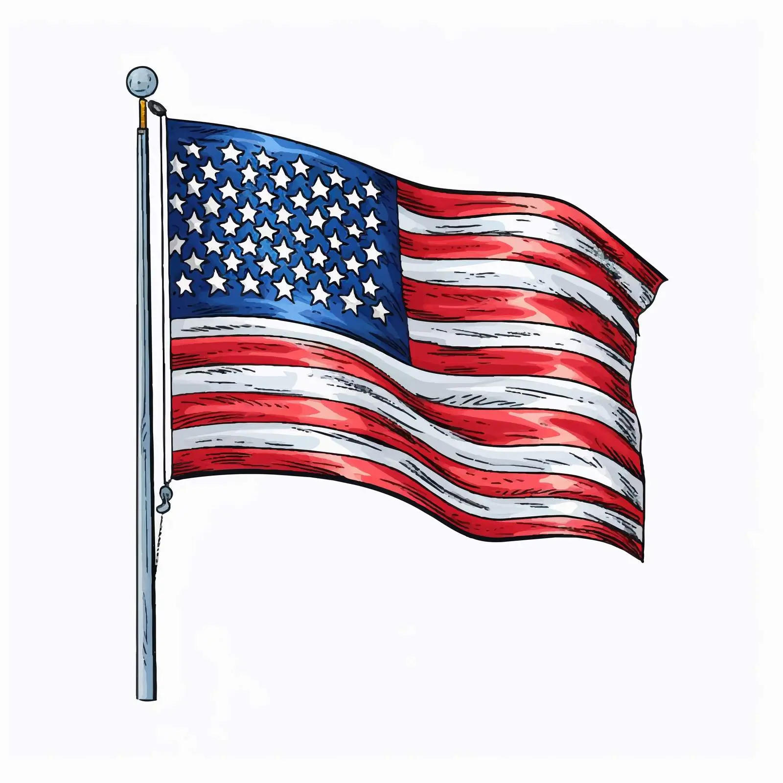 Pencil Drawing of the American Flag — free download from Dotvec