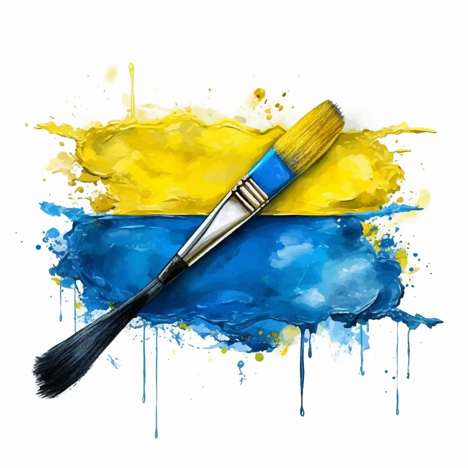 Grunge Acrylic Painting of Ukrainian Flag – free ukrainian flag image from Dotvec