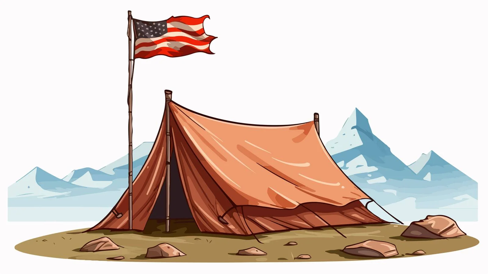 Custom Cartoon Flag Camp Illustration — free download from Dotvec
