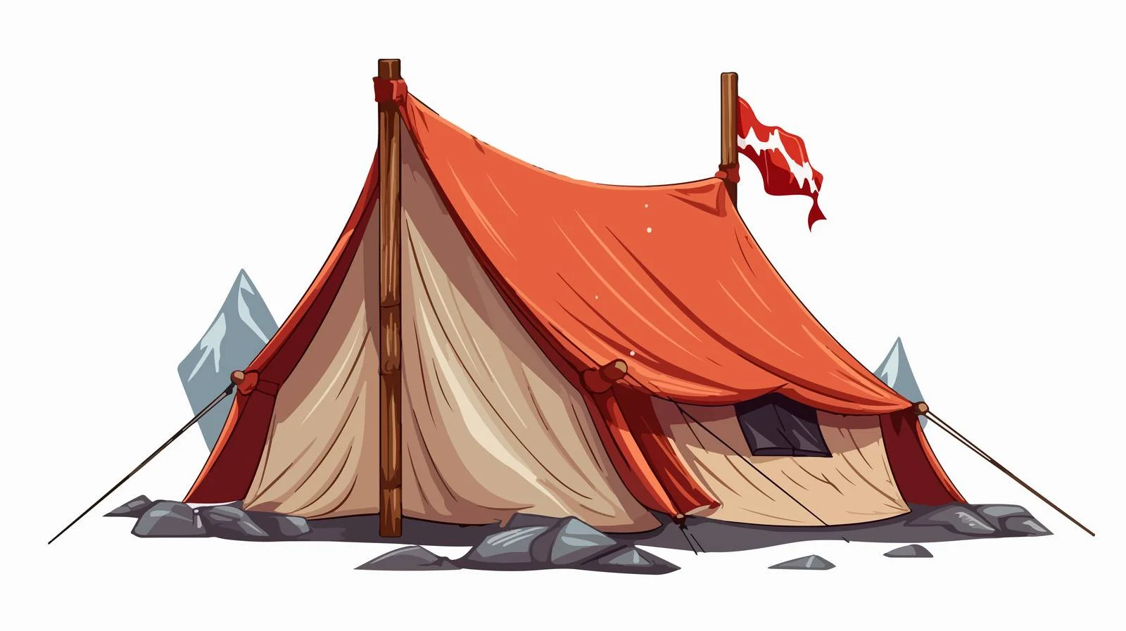 High-Quality Cartoon Flag Camp Illustration — free download from Dotvec
