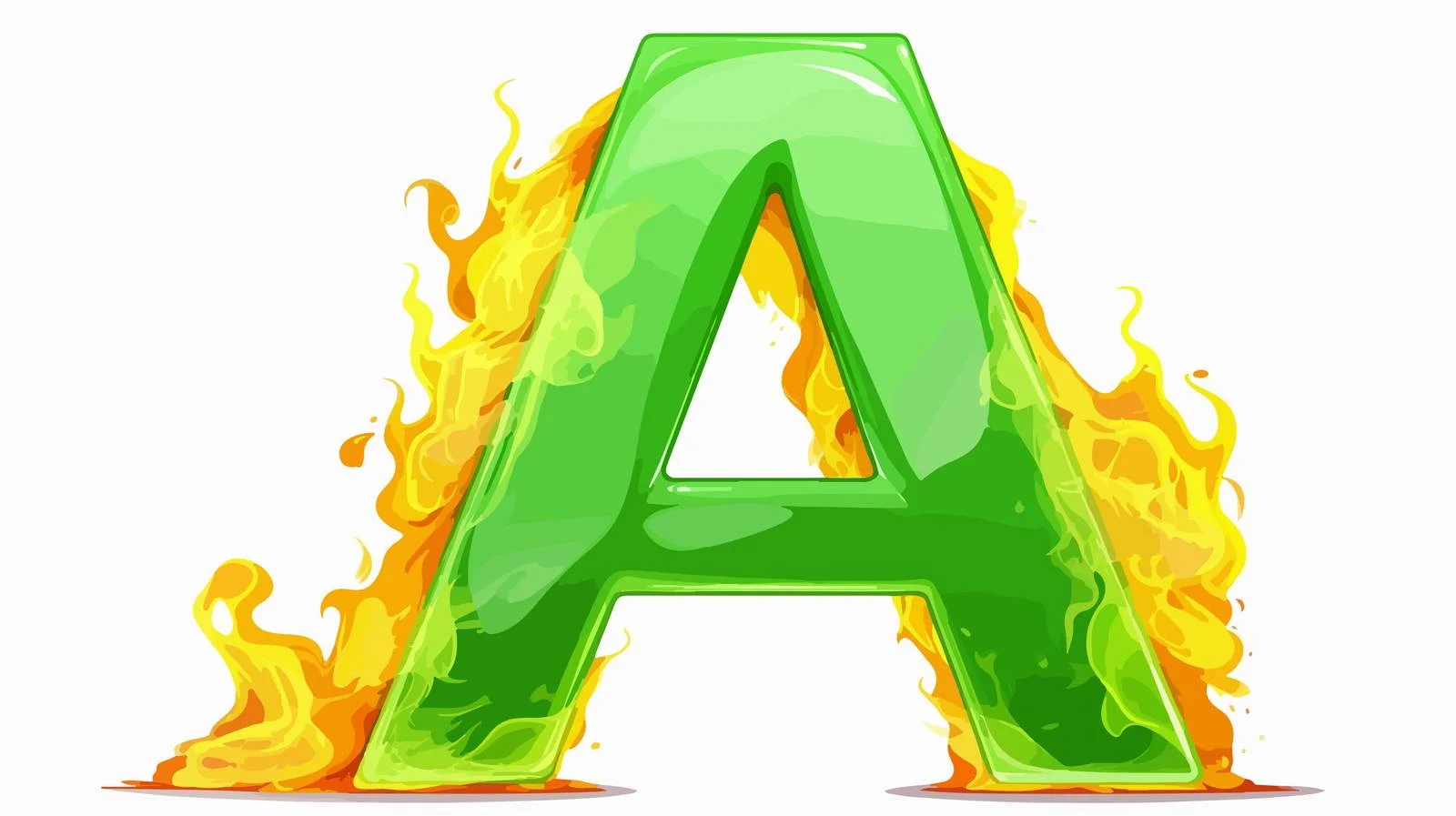 Vibrant Cartoon Flaming Green Letter A — free download from Dotvec