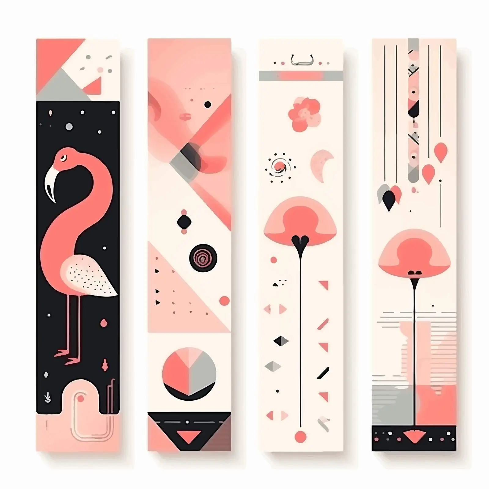 Pastel Flamingo Geometric Bookmarks Set – free geometry image from Dotvec