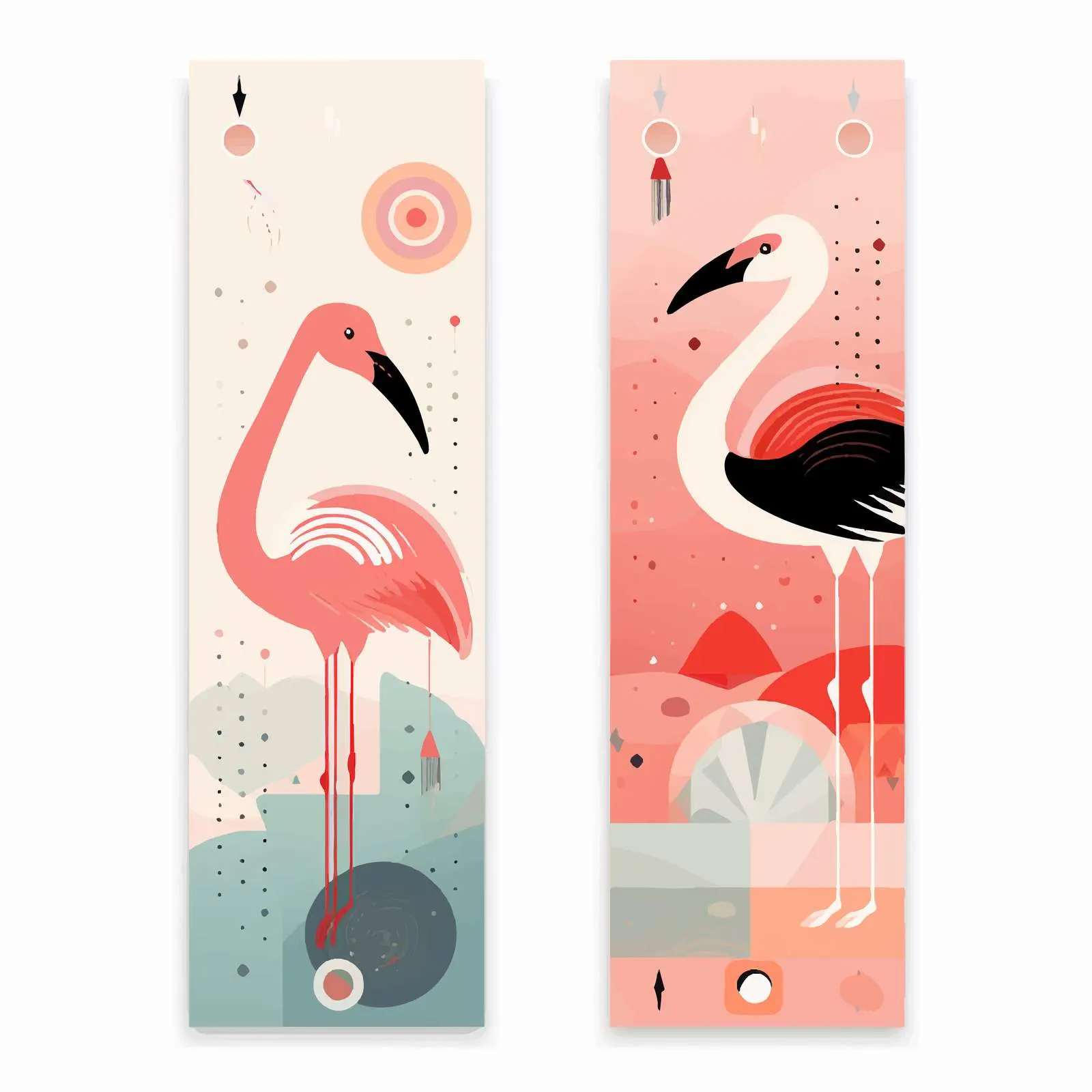 Pastel Flamingo and Geometric Elements Bookmarks — free download from Dotvec