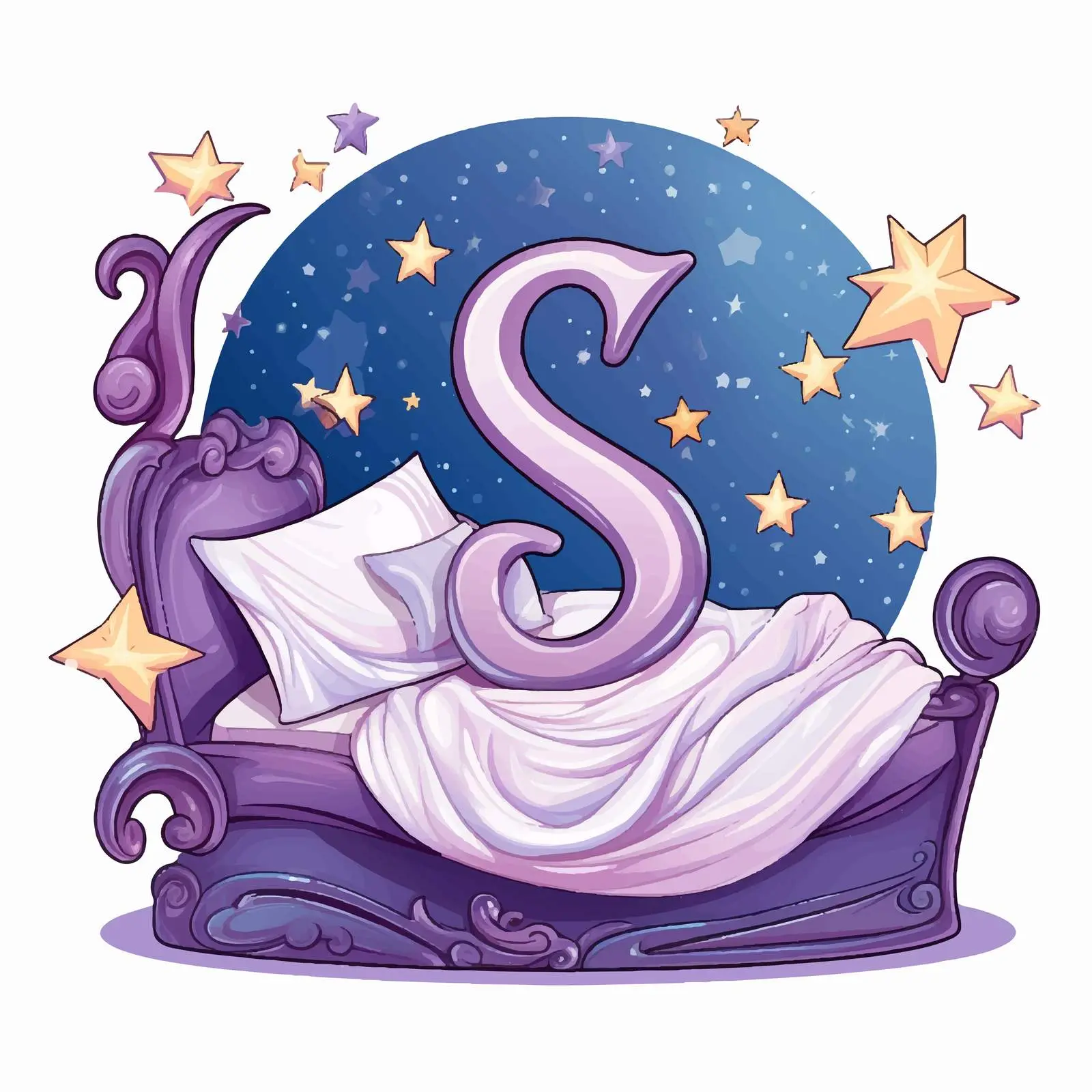 Sleeping Flashcard for Alphabet Letter S — free download from Dotvec