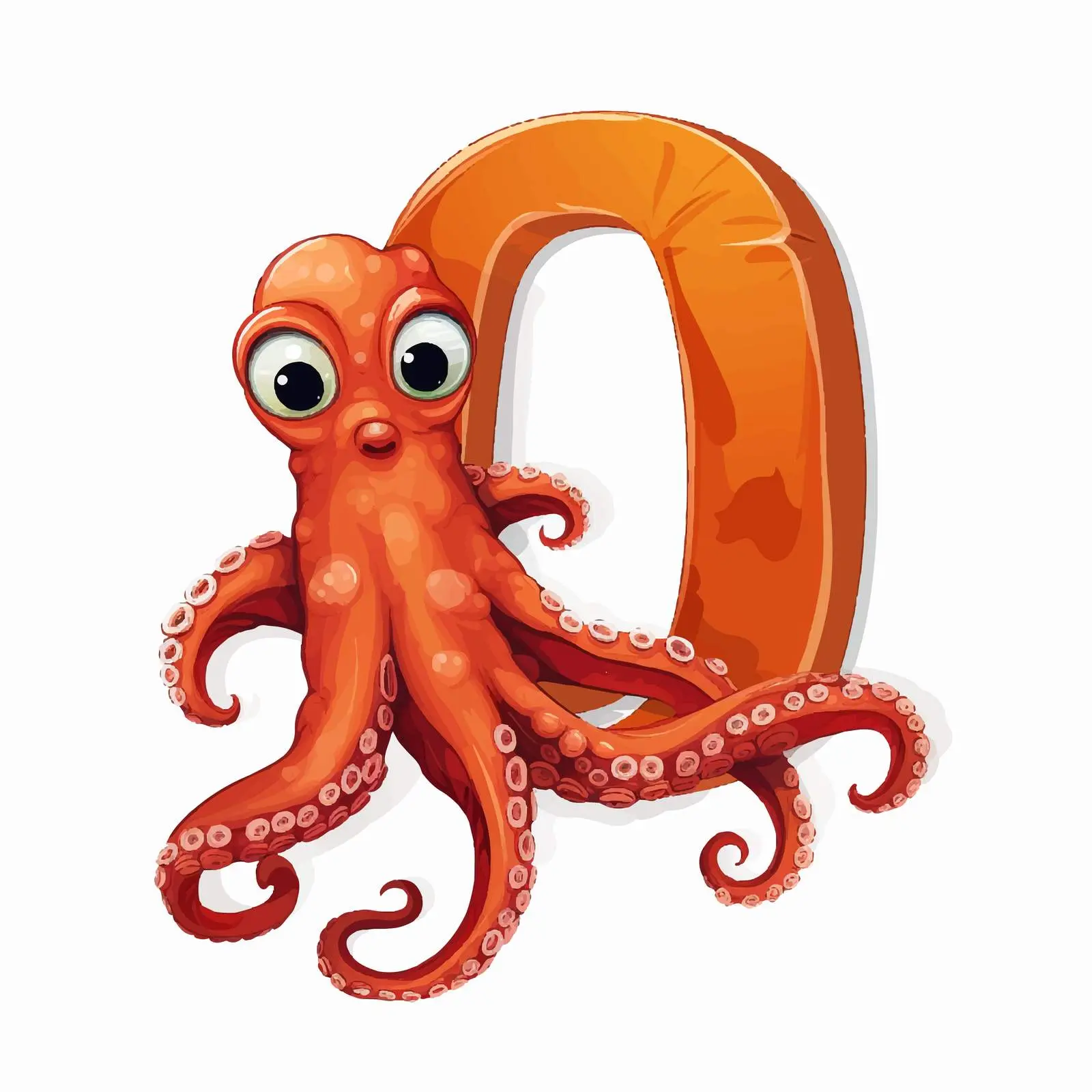 O is for Octopus Cartoon Flashcard Vector — free download from Dotvec