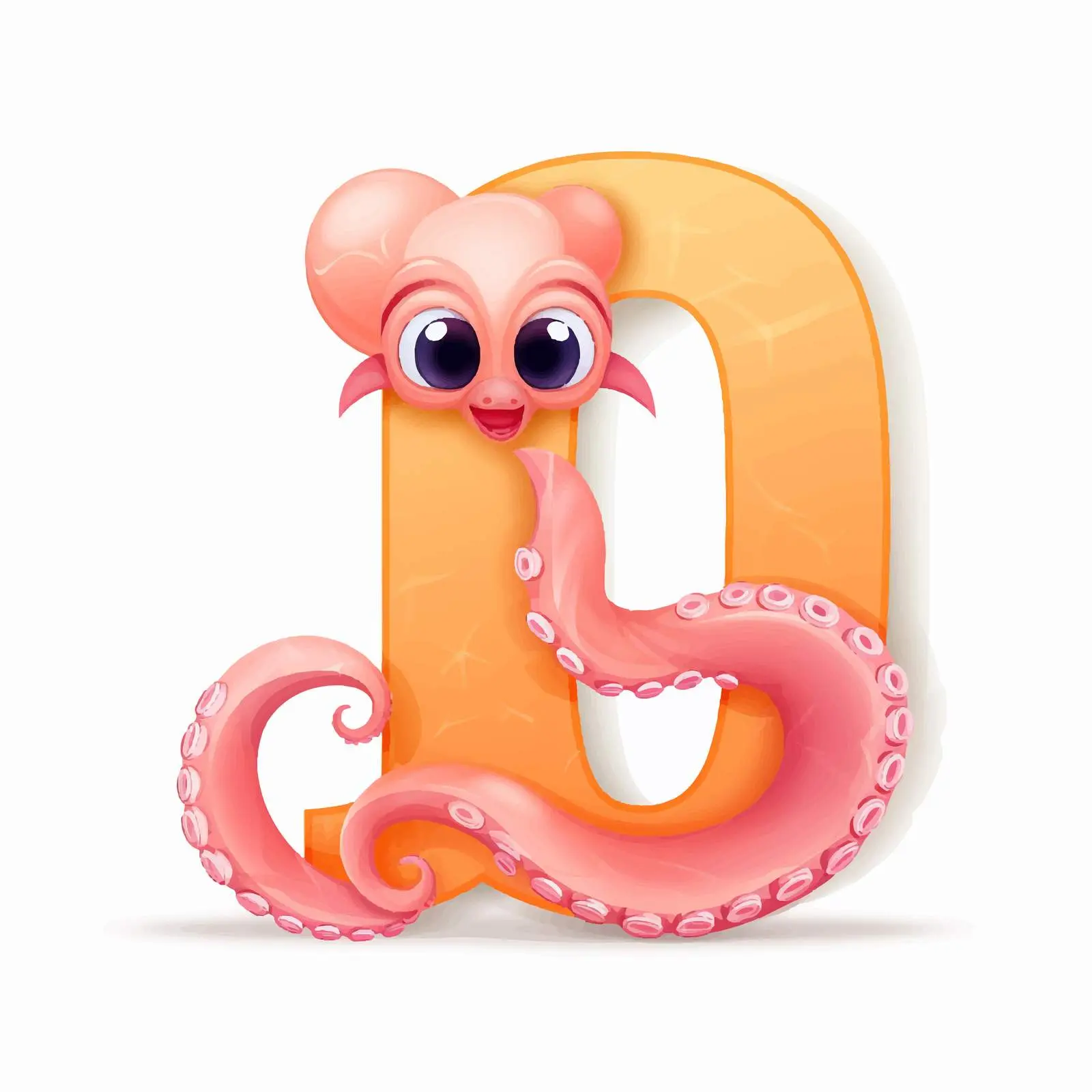 O is for Octopus Cartoon Vector Illustration — free download from Dotvec
