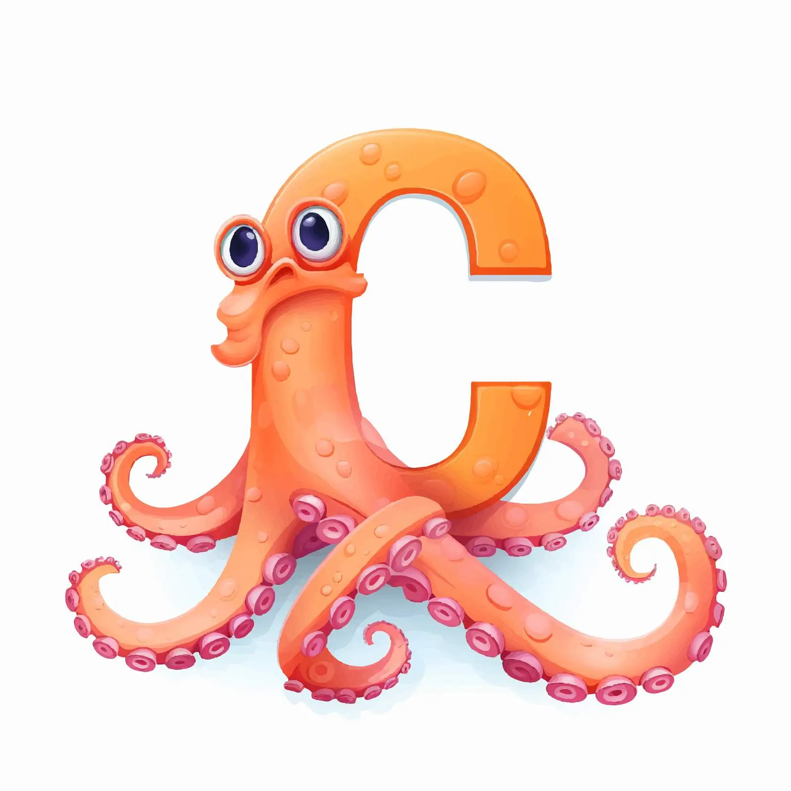 Letter O Flashcard with Cartoon Octopus — free download from Dotvec