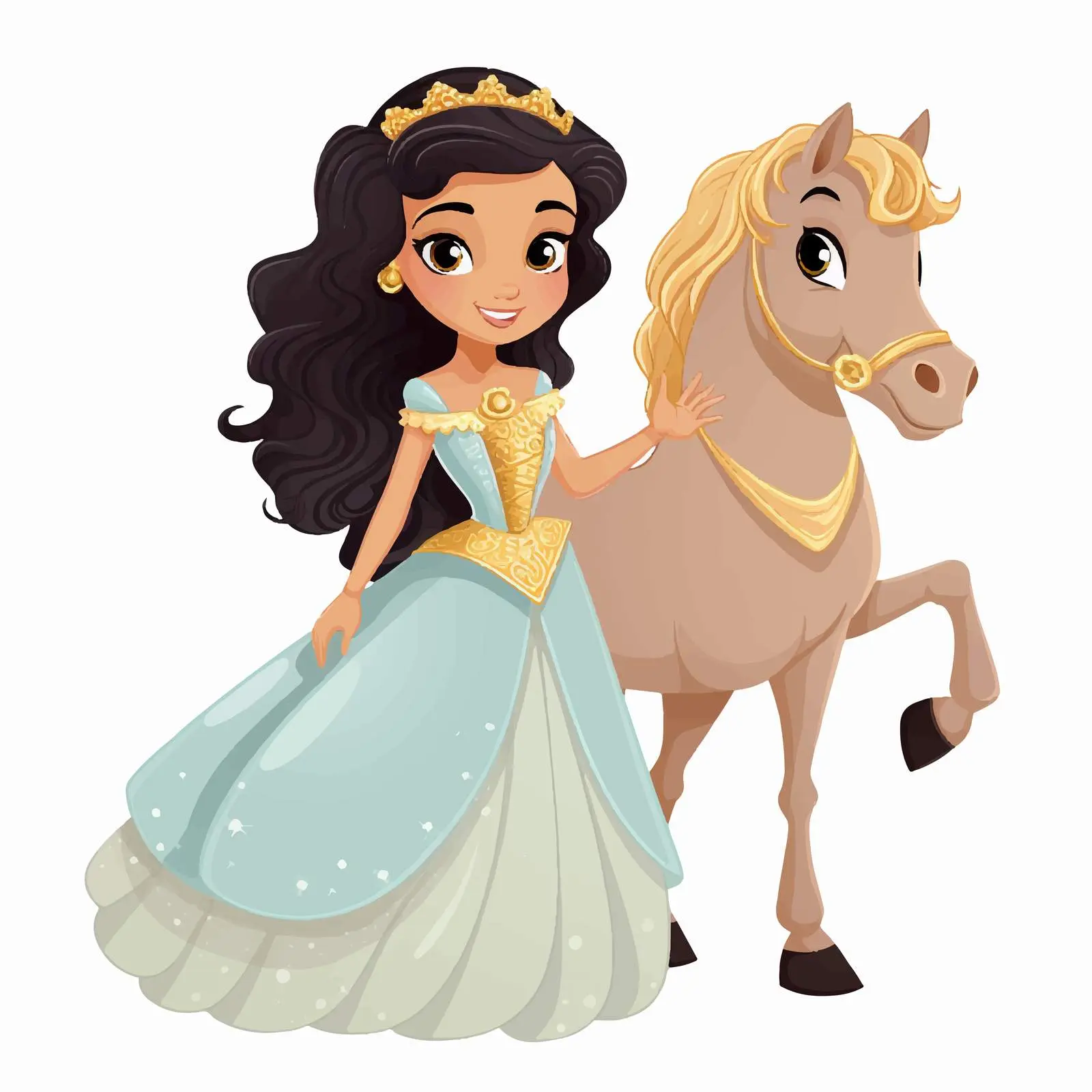 Princess and Horse Flashcard Vector Illustration — free download from Dotvec