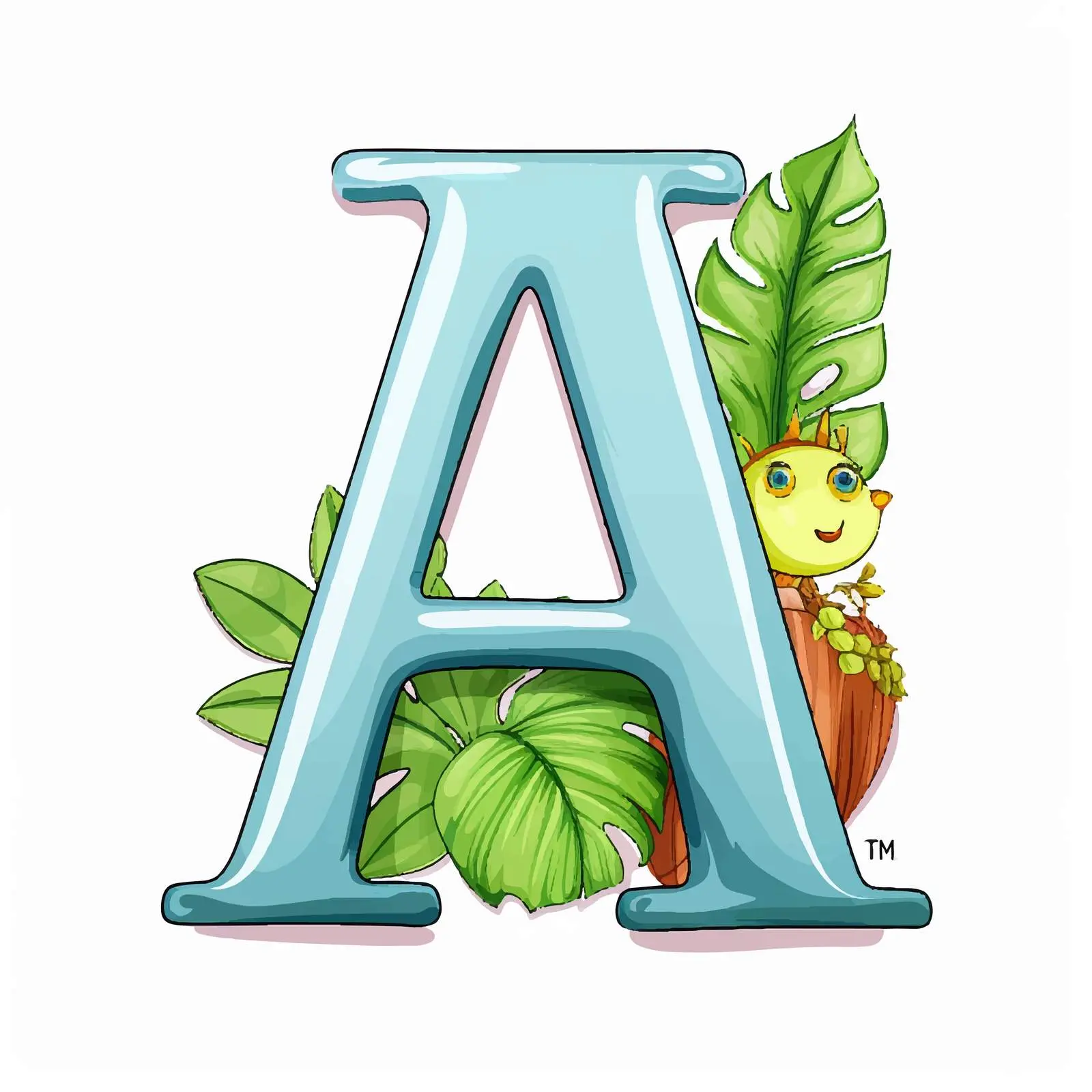 Alphabet A Flashcard Cartoon Vector Illustration — free download from Dotvec