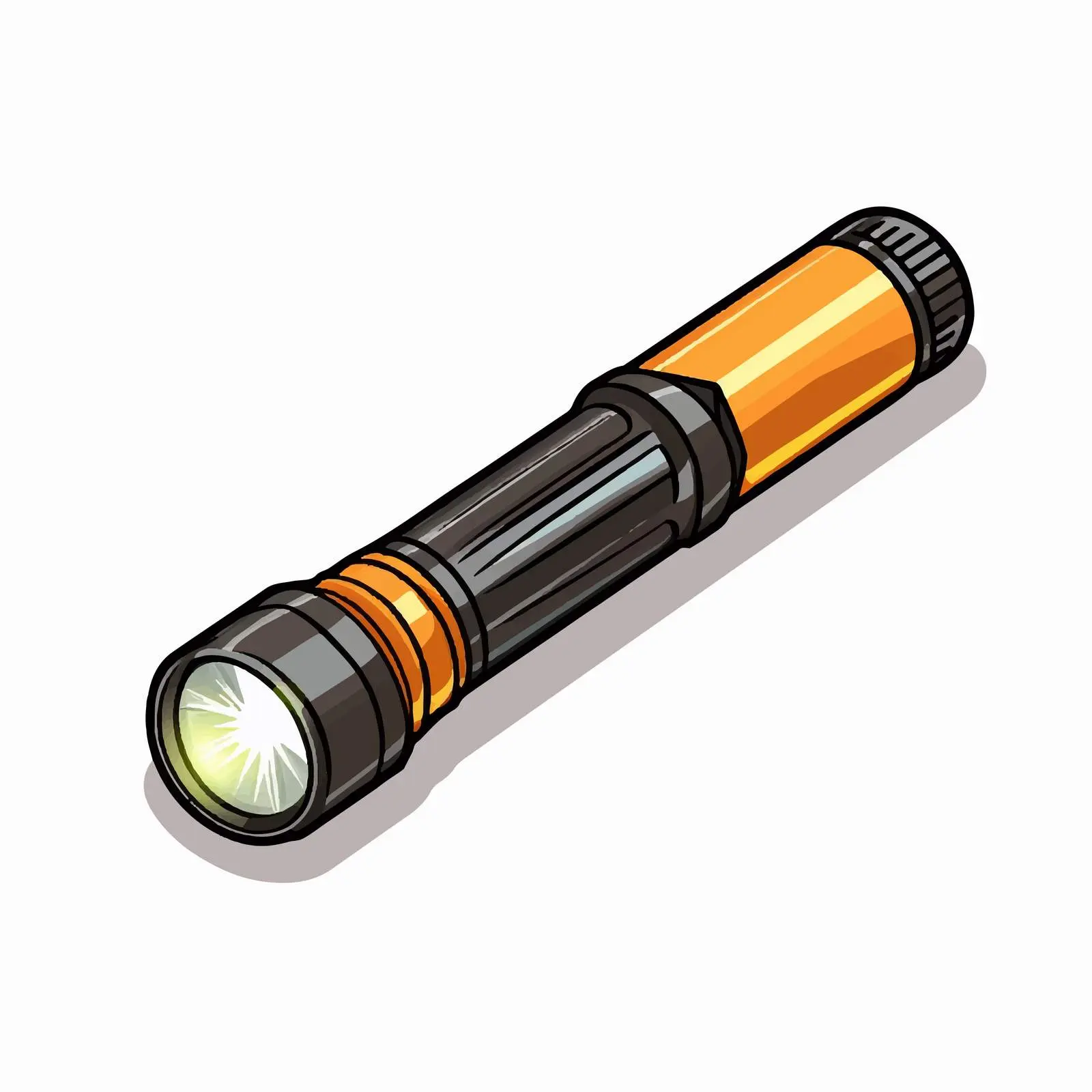 Vector Illustration of Isolated Flashlight on White – free battery image from Dotvec
