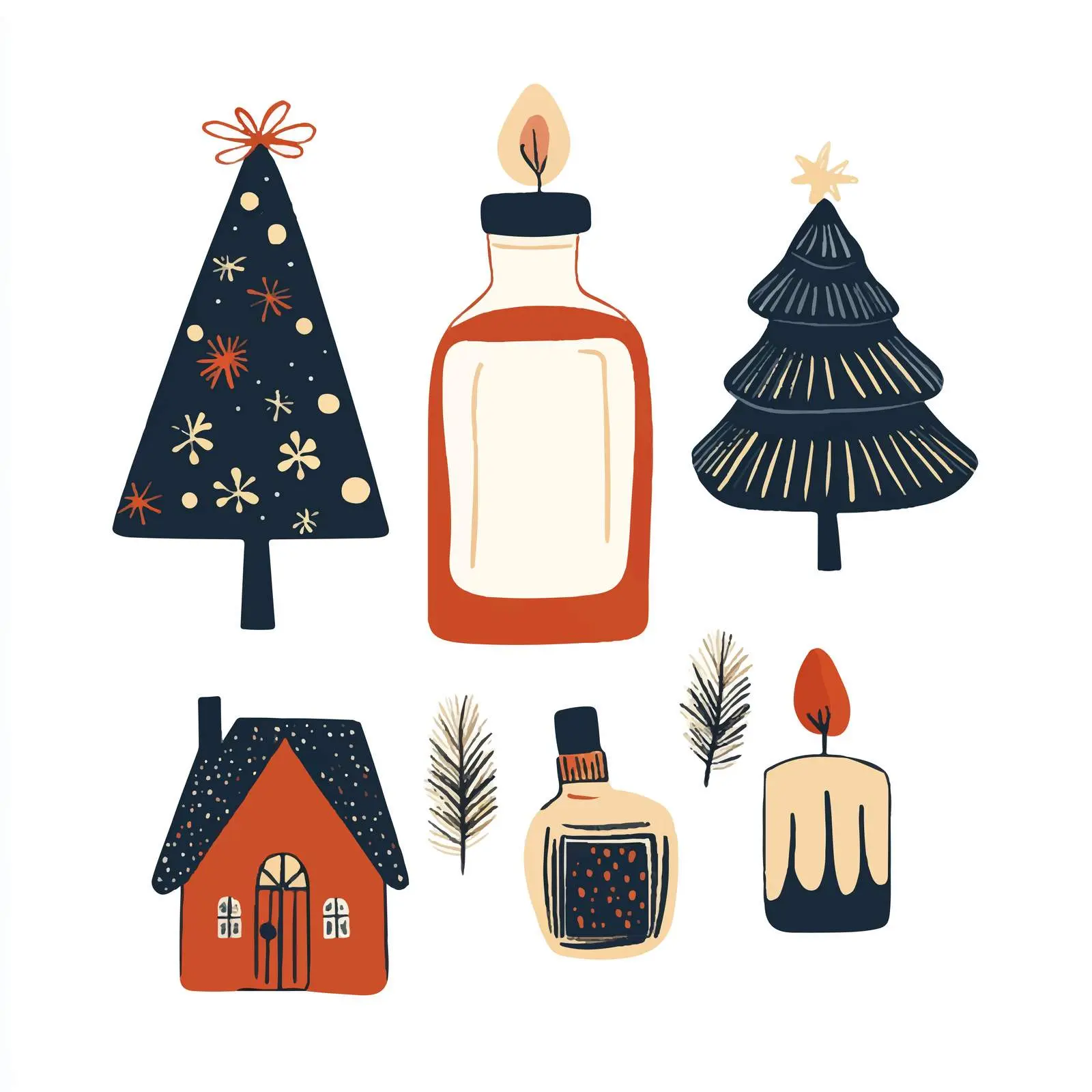Scandinavian Christmas Candle Decorations with Trees – free flask image from Dotvec