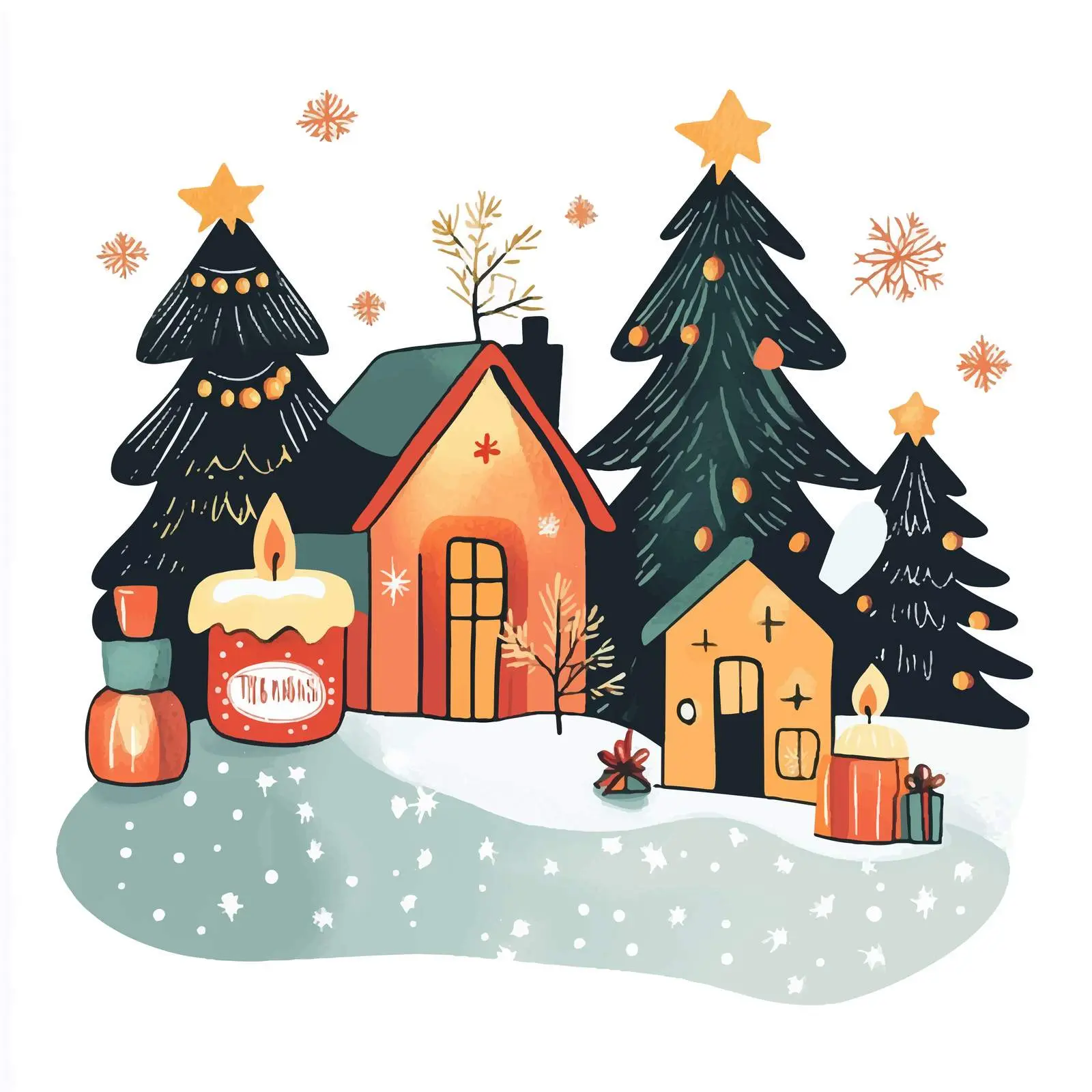 Scandinavian Style Christmas Candle Decor Vectors — free download from Dotvec