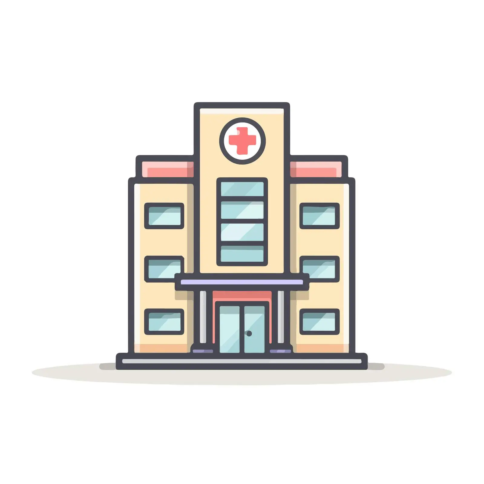 2D Hospital Icon Minimalist Vector Style — free download from Dotvec