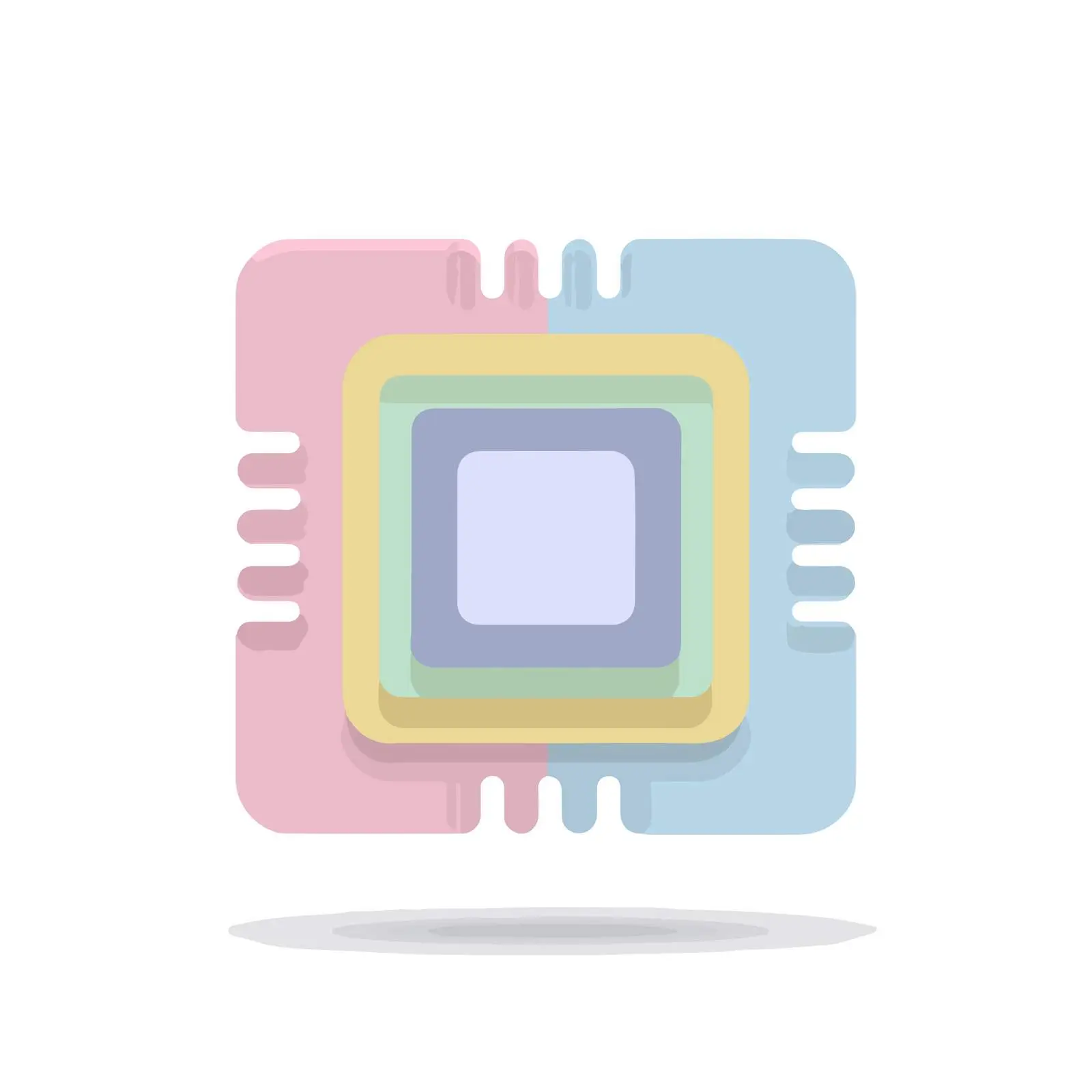 Minimalist 3D CPU Chip Icon — free download from Dotvec