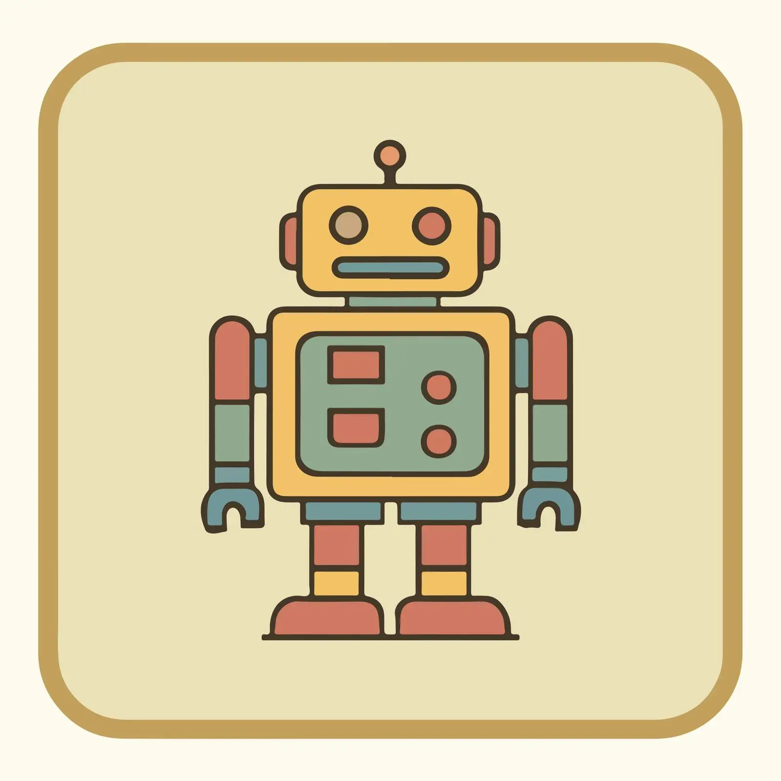 Simple Geometric Robot Icon — free download from Dotvec