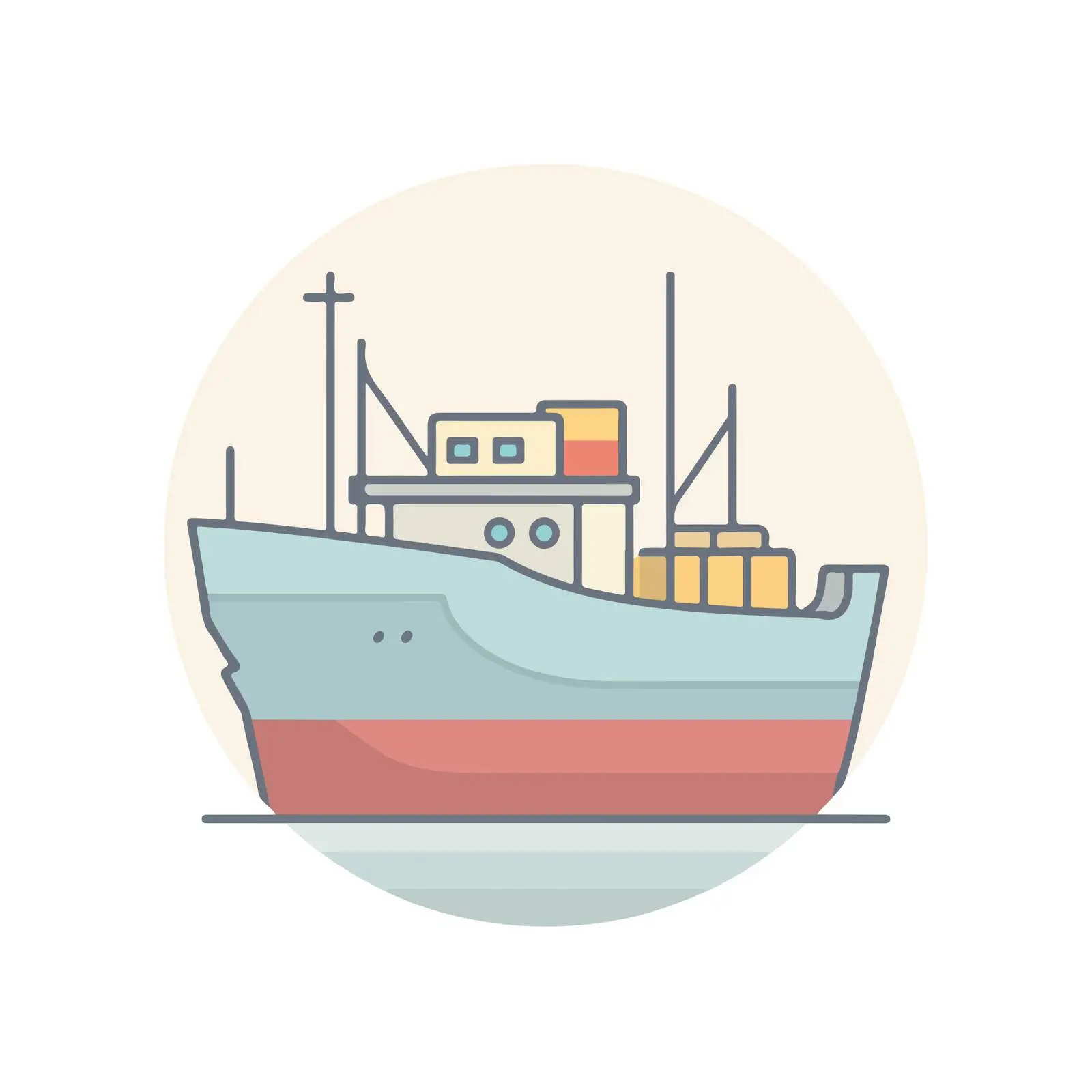 Minimalist Ship Icon in Pastel Colors — free download from Dotvec