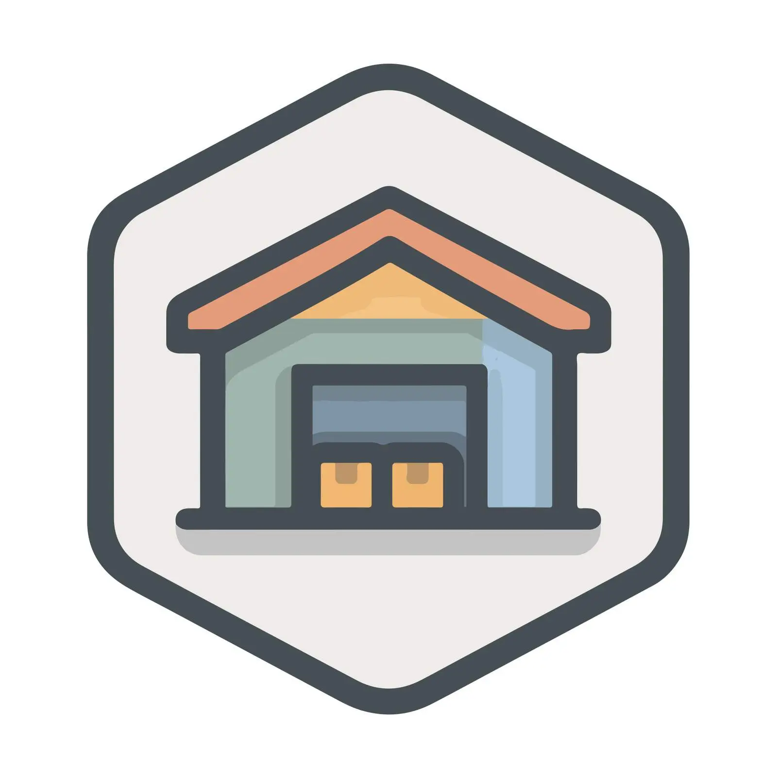 Warehouse Clean UI Icon in Muted Flat Colors — free download from Dotvec