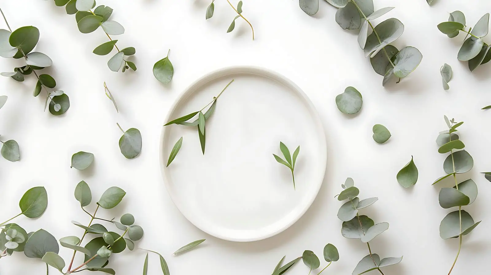 Eucalyptus Branches Flat Lay Border Frame Design — free download from Dotvec