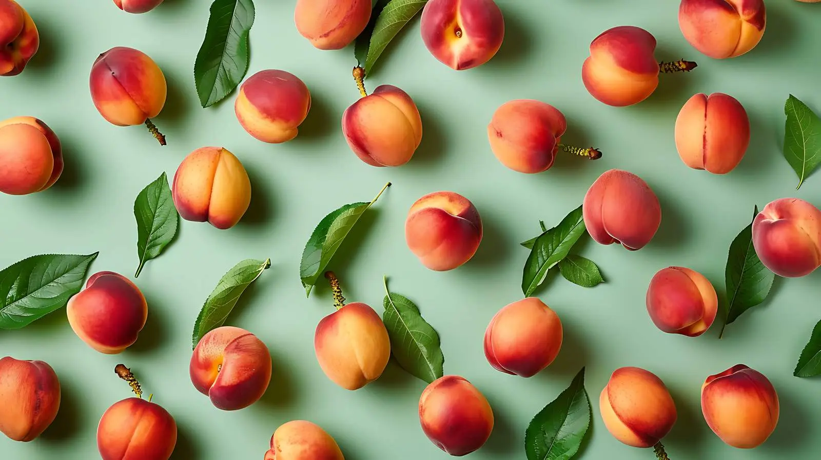 Ripe Peaches Flat Lay on Neutral Background – free snacks image from Dotvec