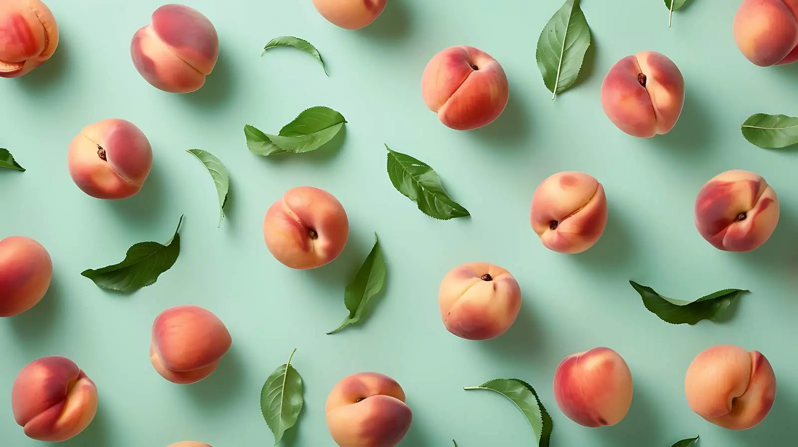 Ripe Peaches Flat Lay on Beige Background – free snacks image from Dotvec