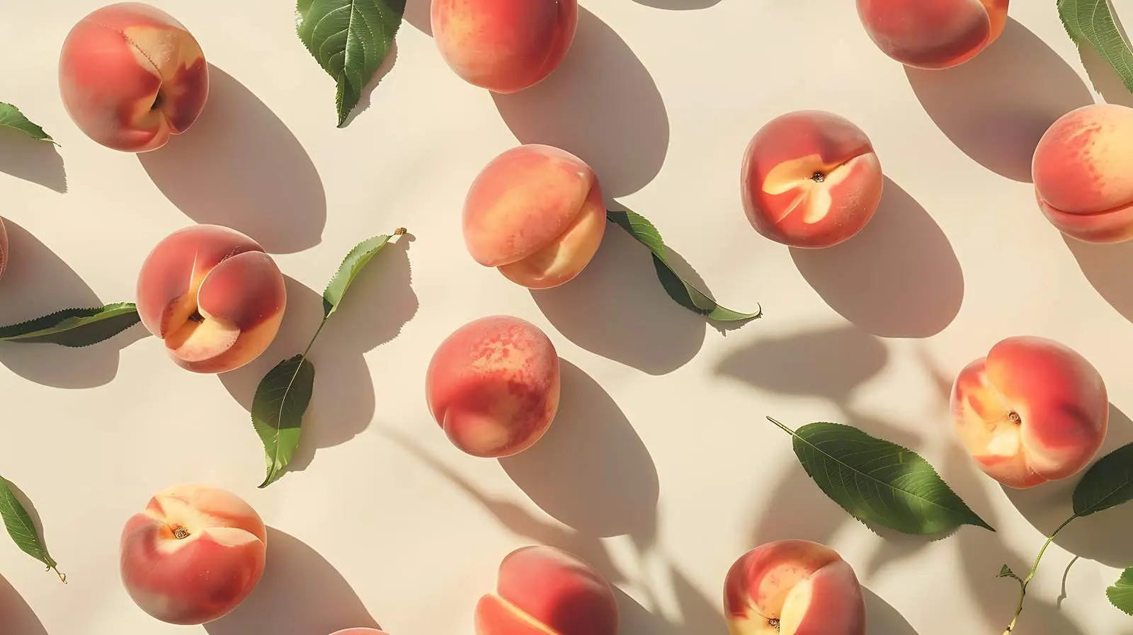 Ripe Peaches Flat Lay Composition on White Background – free snacks image from Dotvec