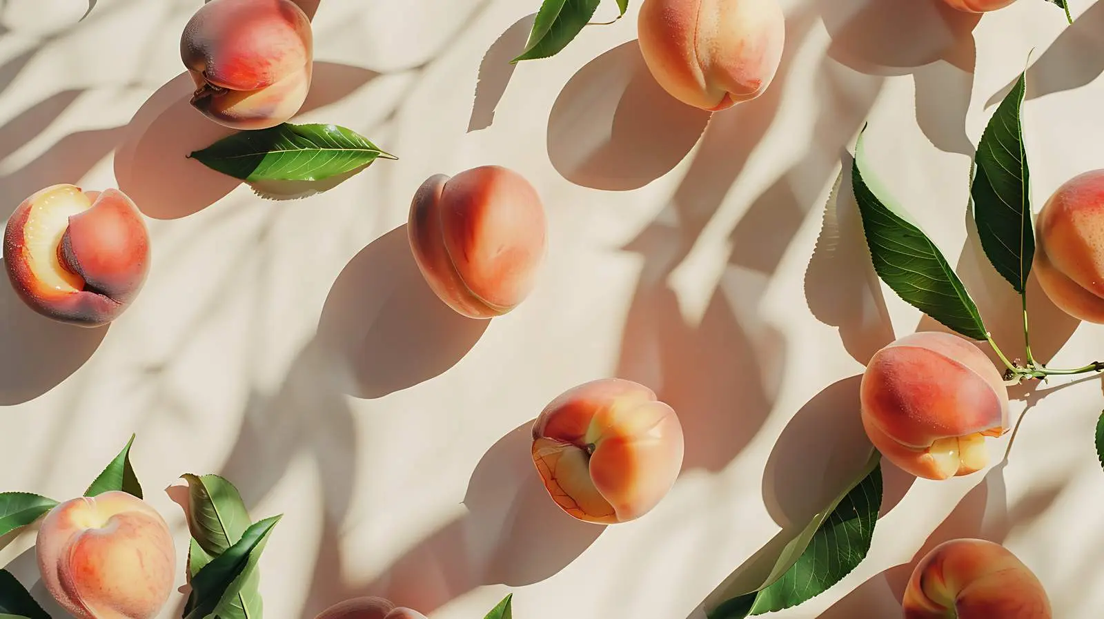 Flat Lay Composition of Ripe Peaches — free download from Dotvec