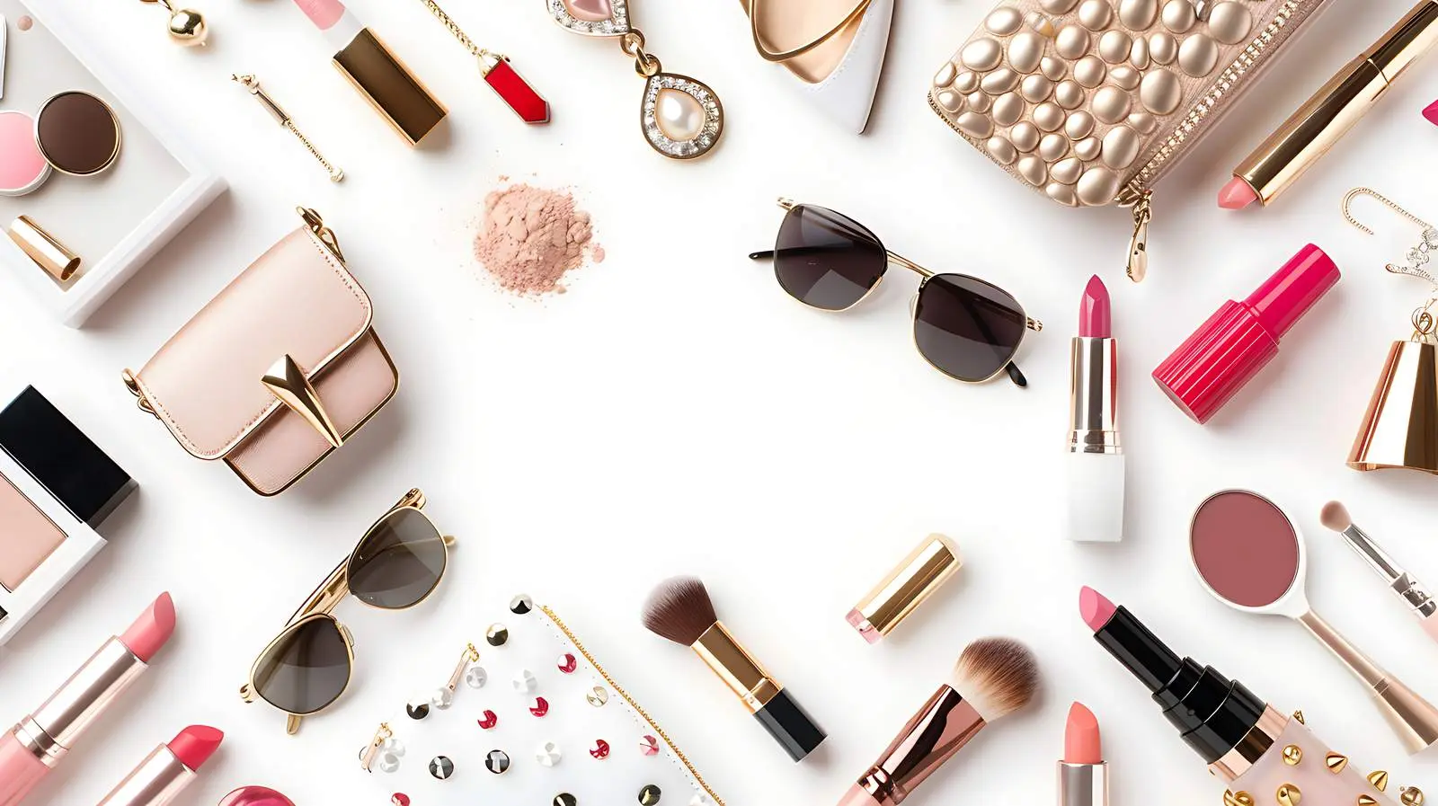 Modern Women's Fashion Flat Lay Collage – free cosmetics image from Dotvec