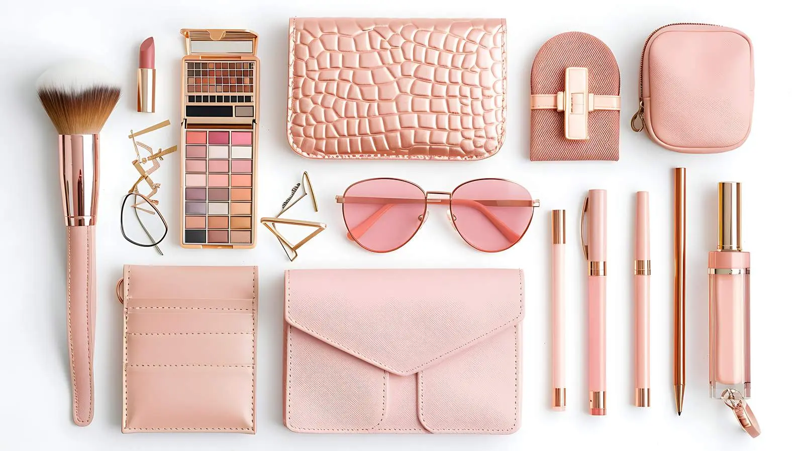 Feminine Flat Lay with Wallet and Accessories – free cosmetics image from Dotvec
