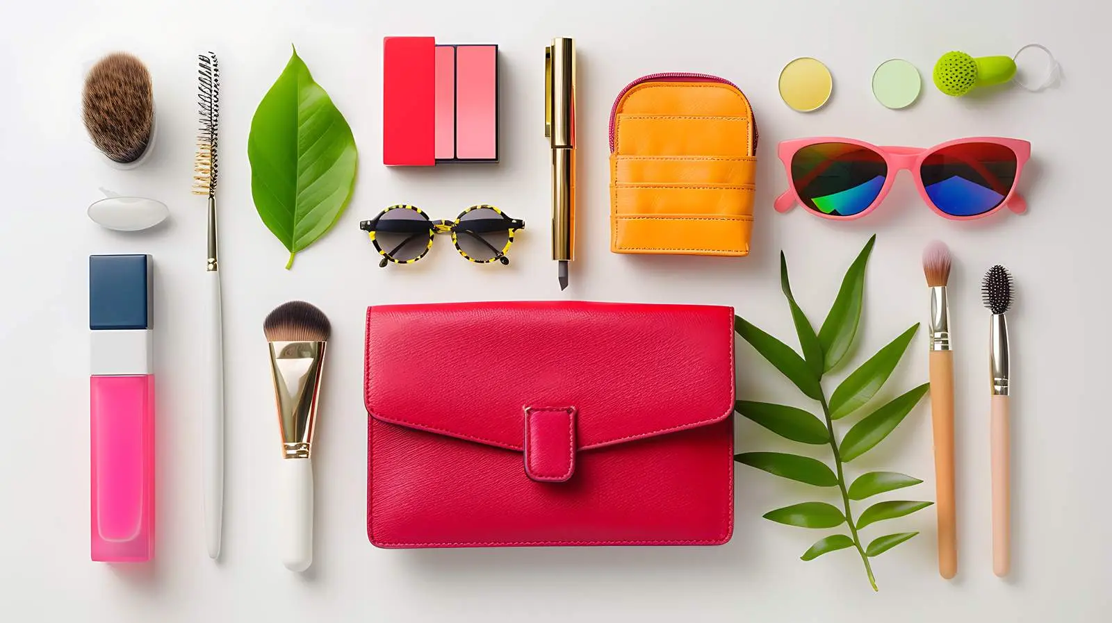 Feminine Flat Lay Arrangement with Wallet and Accessories — free download from Dotvec