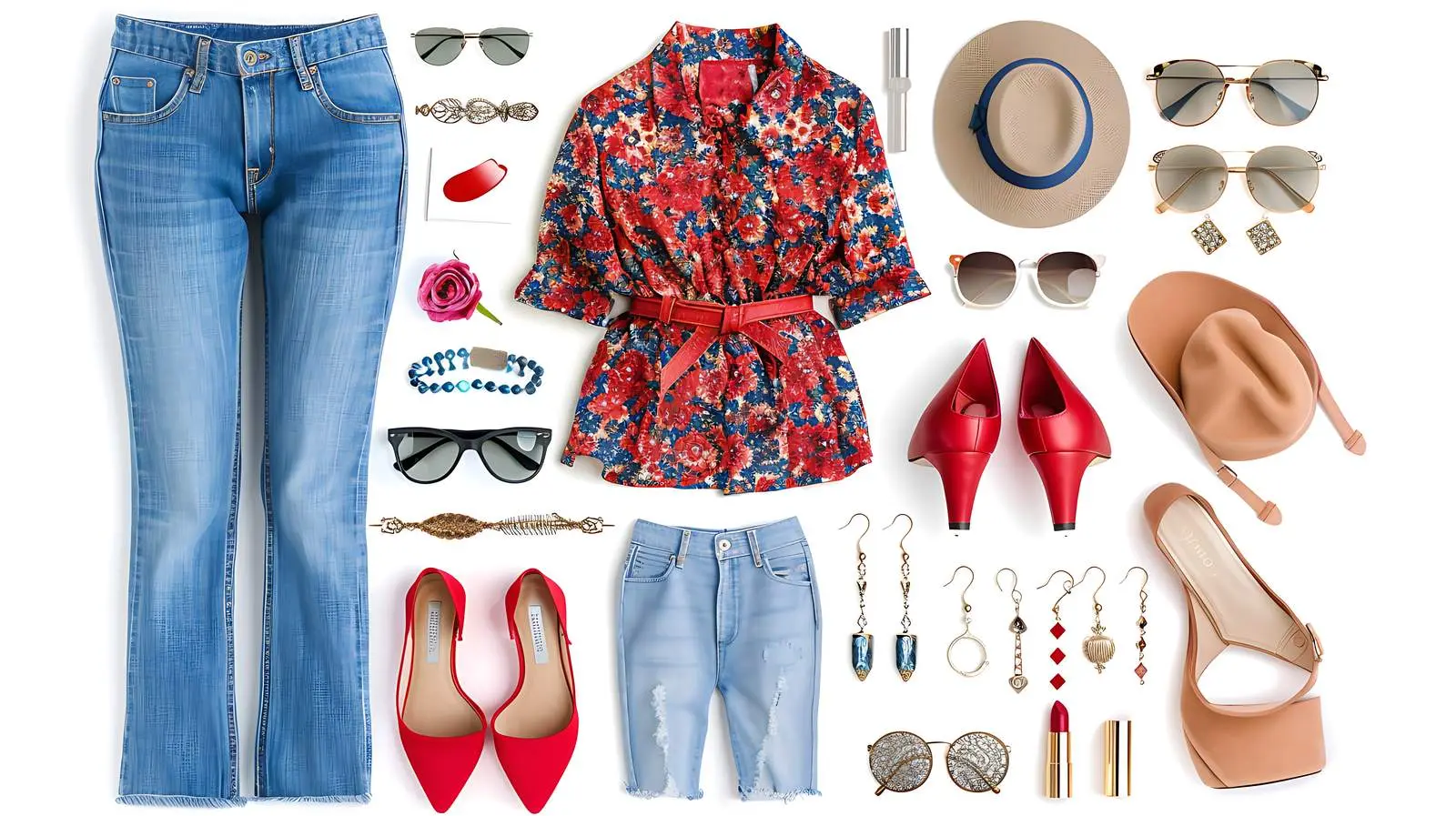 Feminine Clothing and Accessories Flat Lay Collage — free download from Dotvec