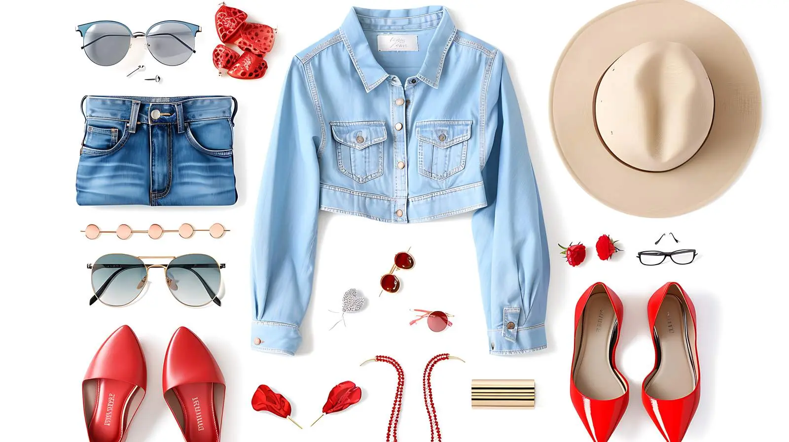 Feminine Clothes and Accessories Flat Lay Collage — free download from Dotvec