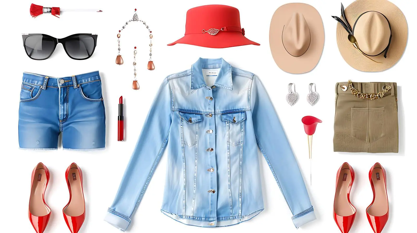 Feminine Clothes and Accessories Flat Lay Collage – free prints image from Dotvec