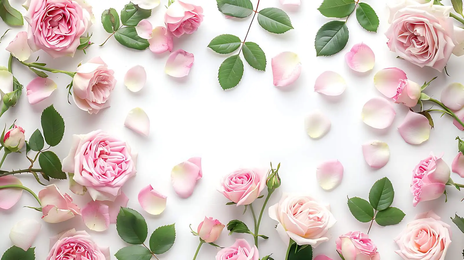 Flat Lay Frame with Pink and White Roses — free download from Dotvec