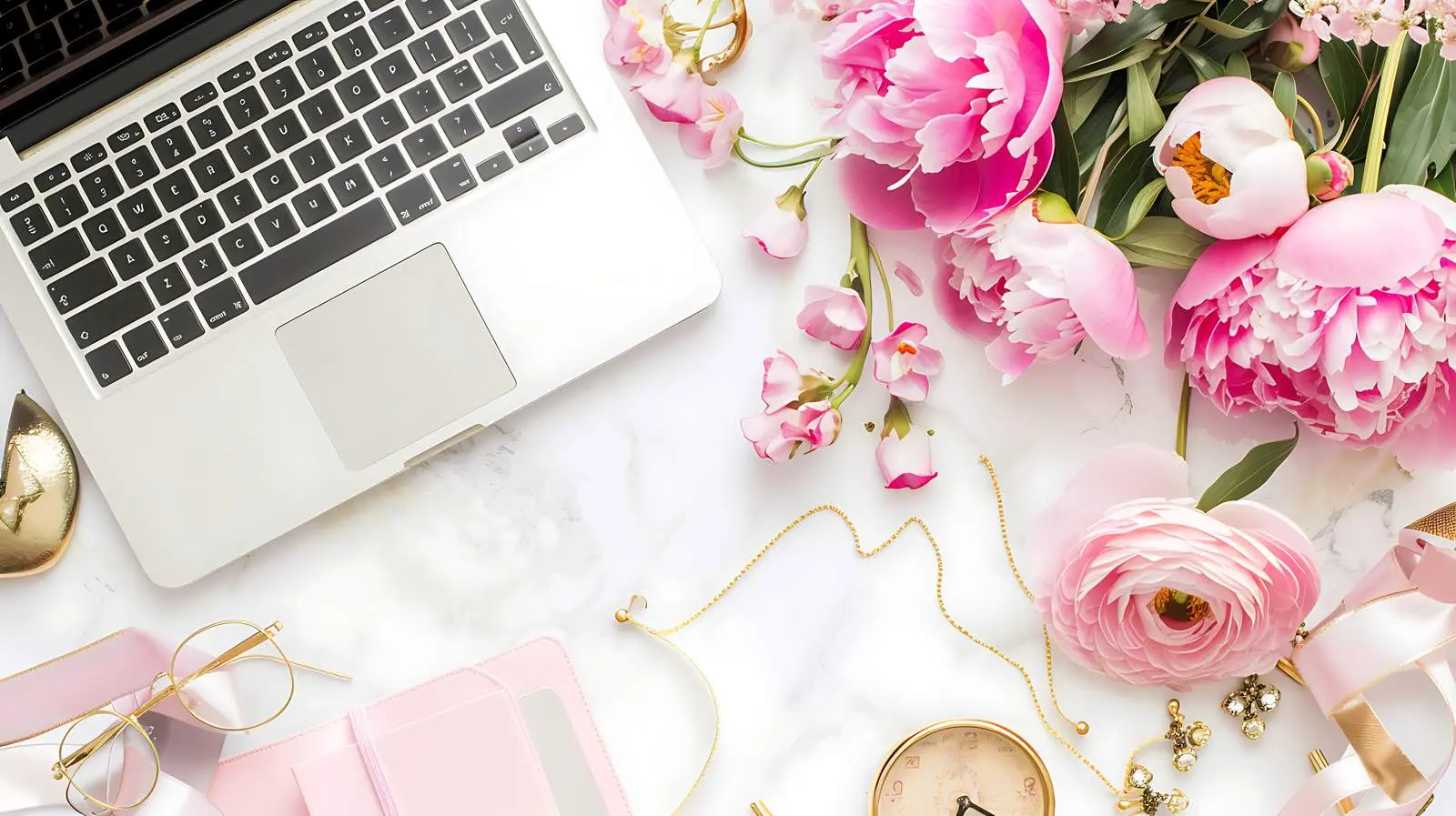 Female Home Office Desk with Laptop and Accessories – free motivation image from Dotvec